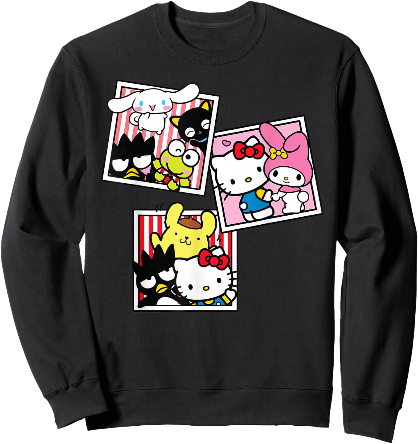 Hello Kitty And Friends Photo Booth Fun Short Sleeve Sweatshirt - Sweatshirt | Black