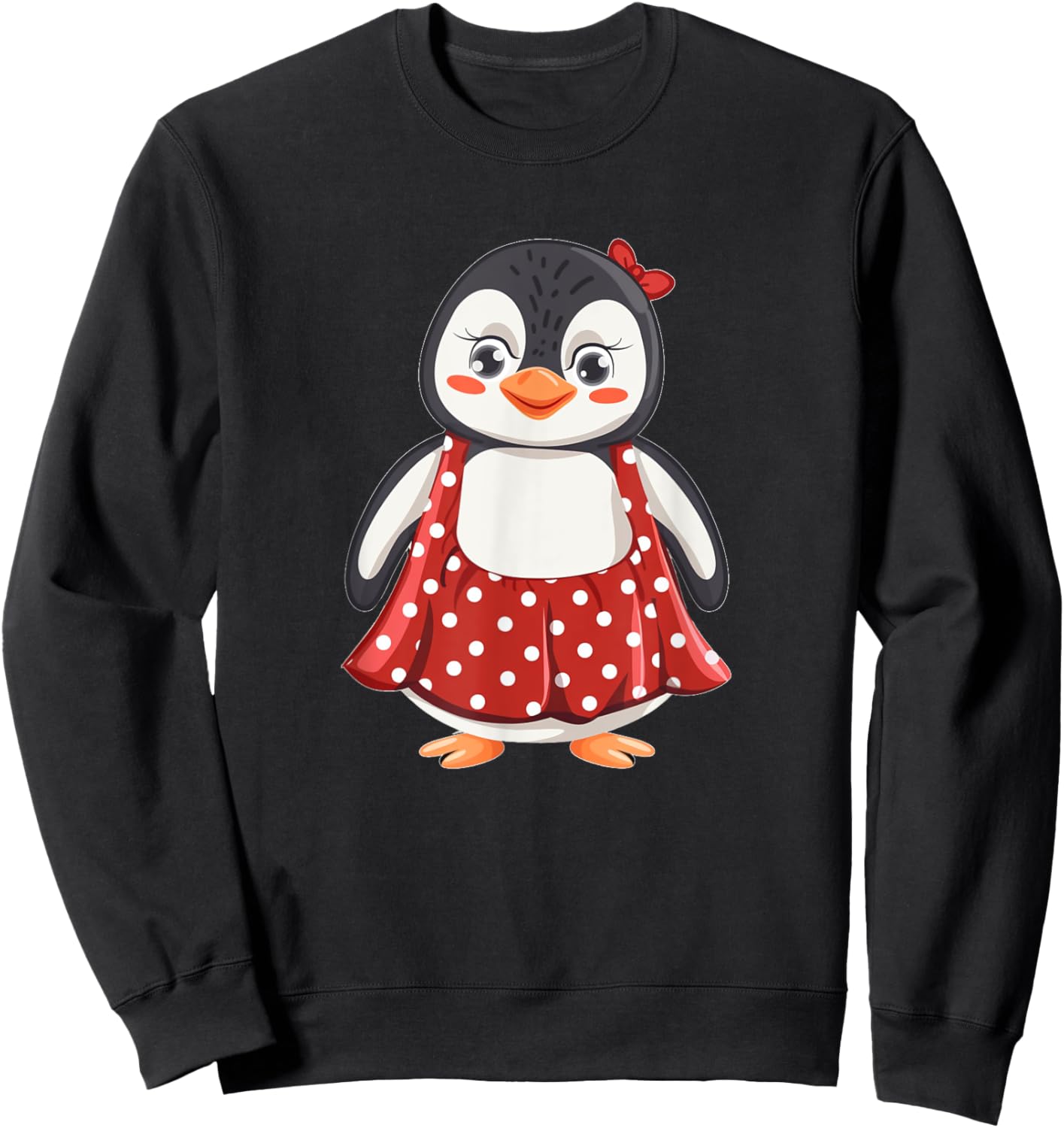 Cute Polka Dot Penguin for Dress and Penguins Lovers Sweatshirt - Sweatshirt | Black