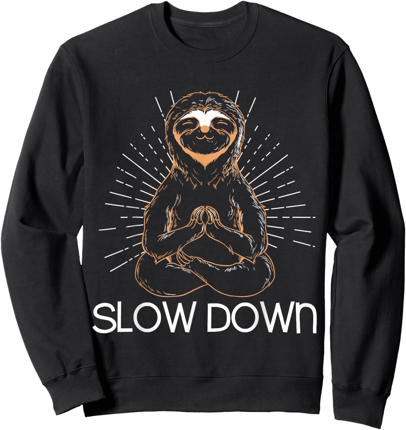Meditating Sloth Slow Down Funny Yoga Sweatshirt - Sweatshirt | Black