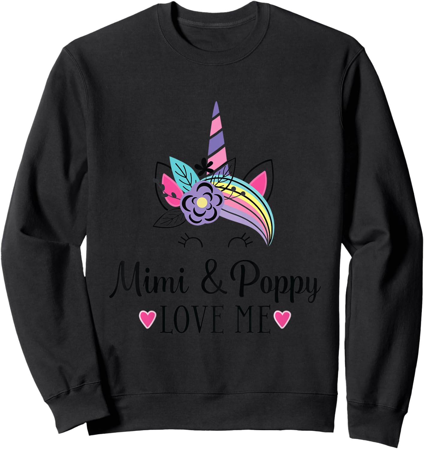Kids Mimi and Poppy Love Me Granddaughter Unicorn Sweatshirt - Sweatshirt | Black
