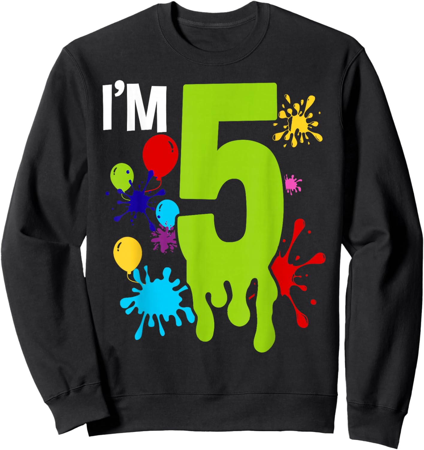 Slime 5th Birthday Party 5 Year Old Bday Party Kid Sweatshirt - Sweatshirt | Black