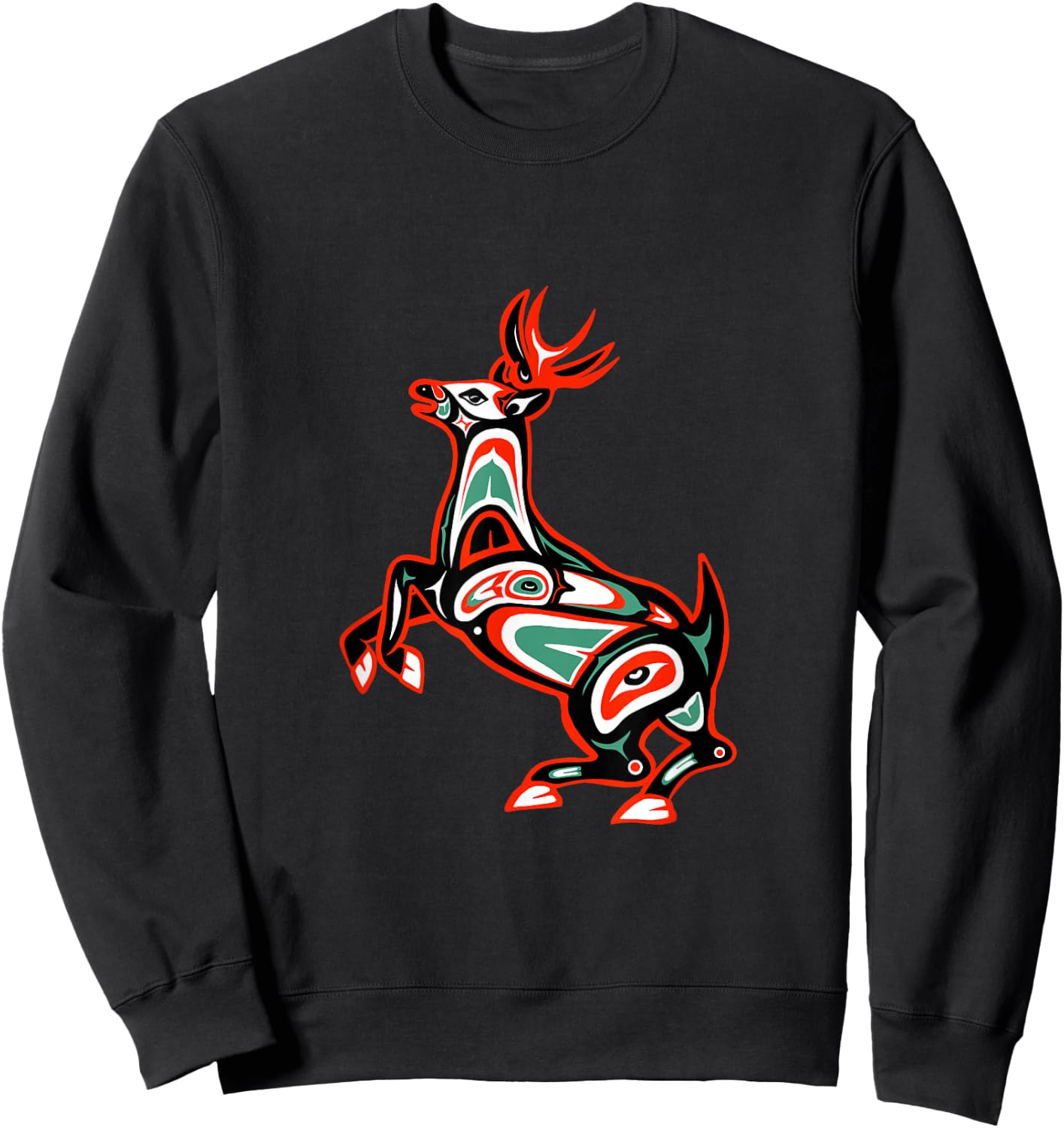 Haida art, Native American Style, Deer Totem Sweatshirt - Sweatshirt | Black