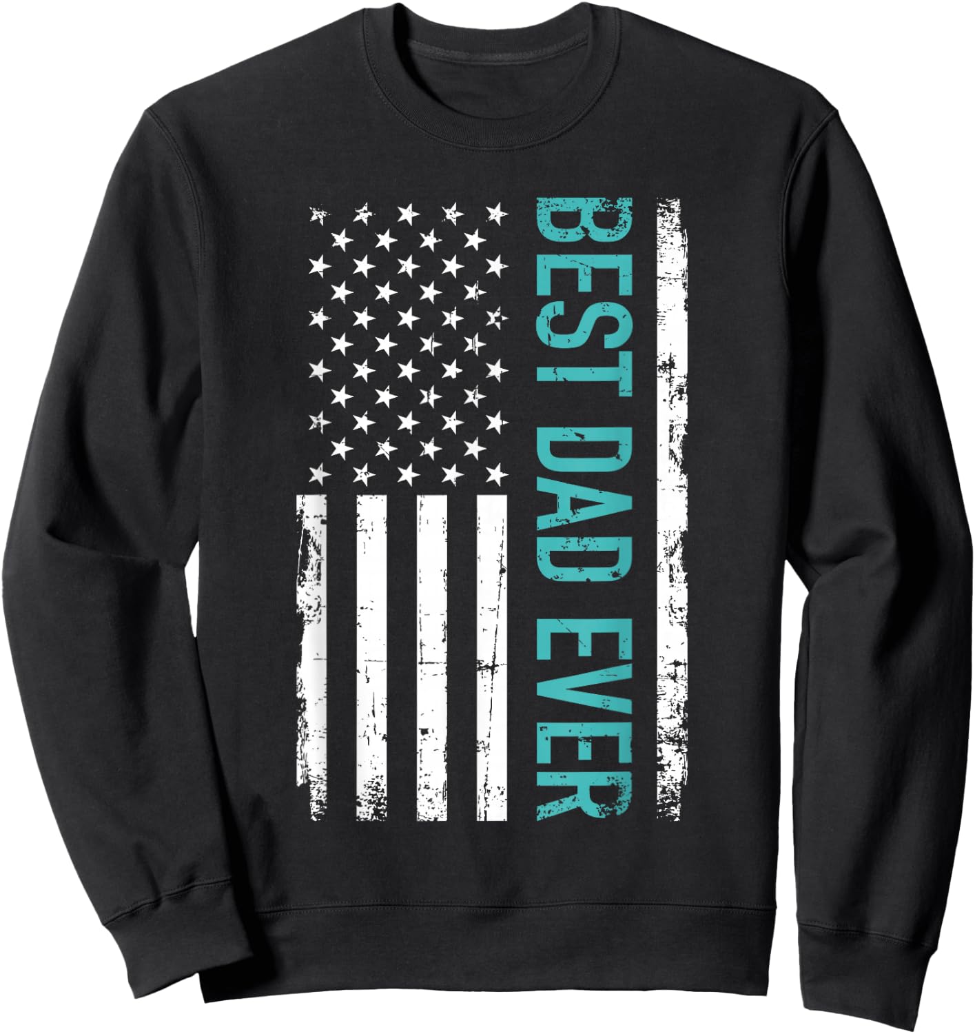 Father's day Best dad ever with US american flag Short Sleeve Sweatshirt - Sweatshirt | Black