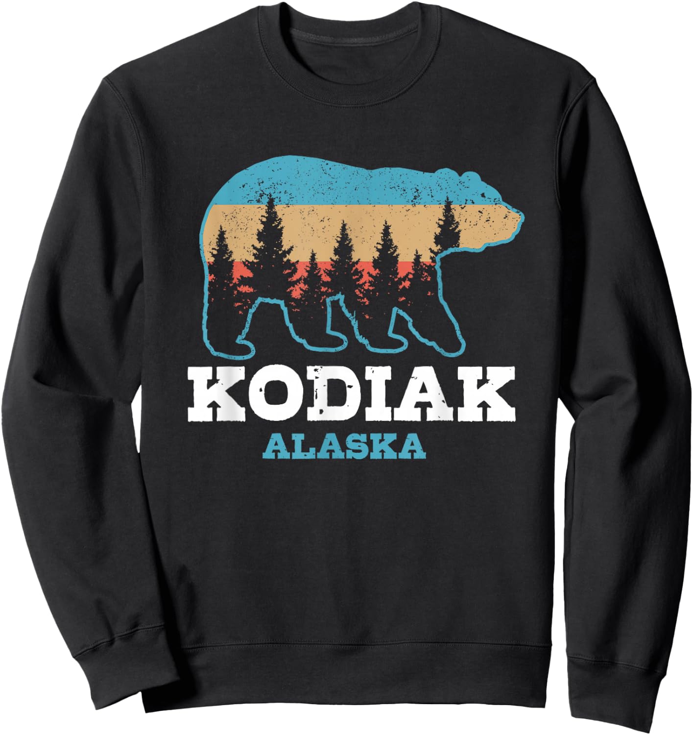 Kodiak Alaska Vintage Grizzly Bear Nature Souvenir Gift Sweatshirt - Sweatshirt | Black
