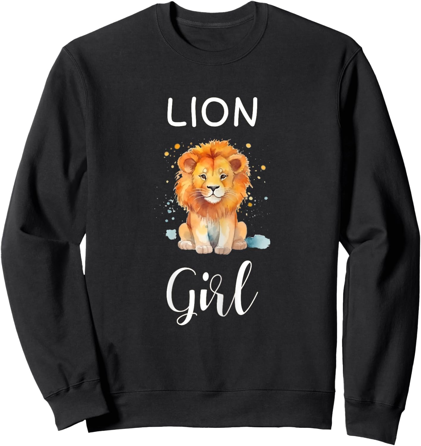 Funny Lion Girl Shirt Artistic Cute Animal Lion Lover Sweatshirt - Sweatshirt | Black