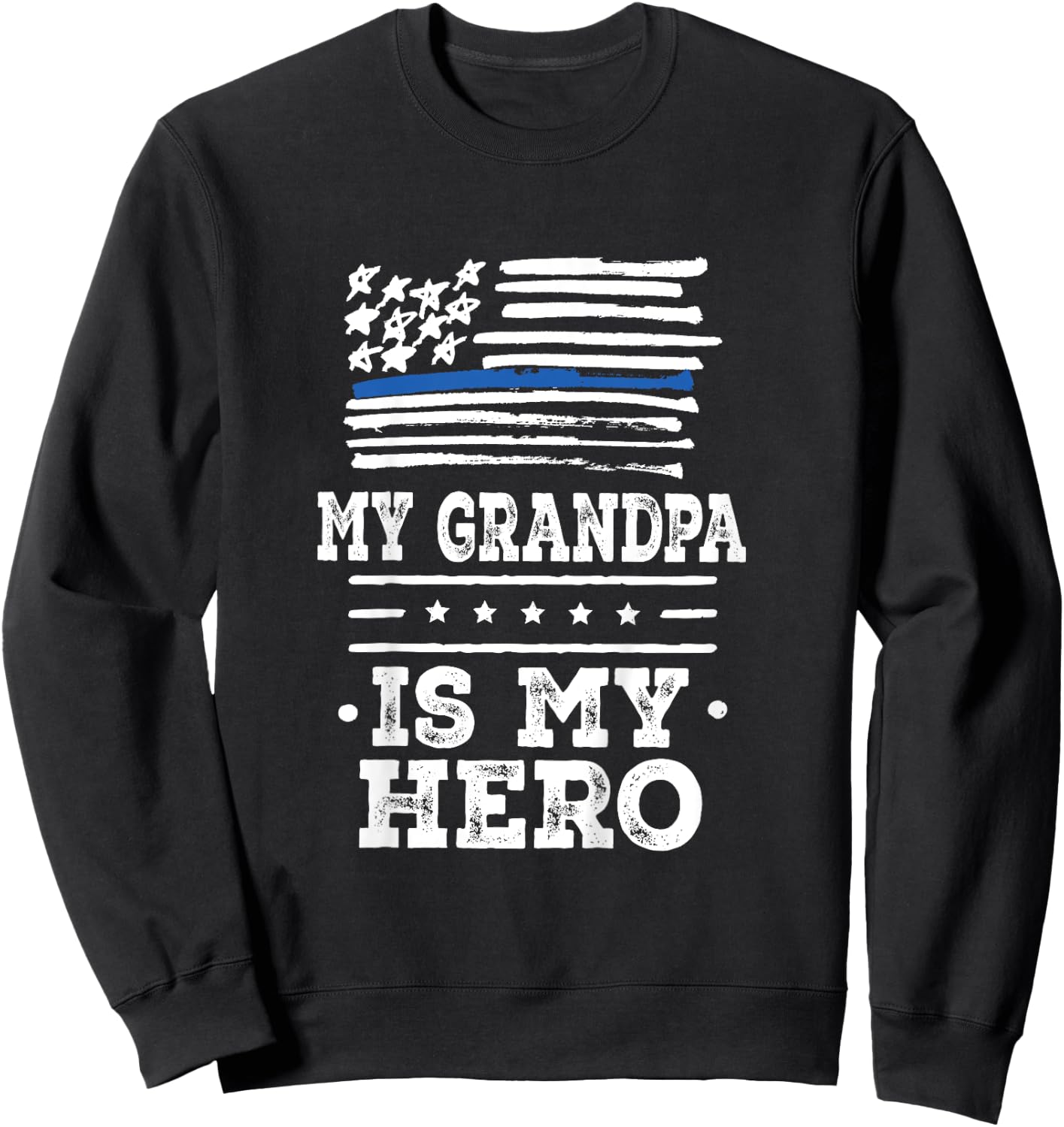Kids My Grandpa is my Hero Police Officer Grandson Sweatshirt - Sweatshirt | Black