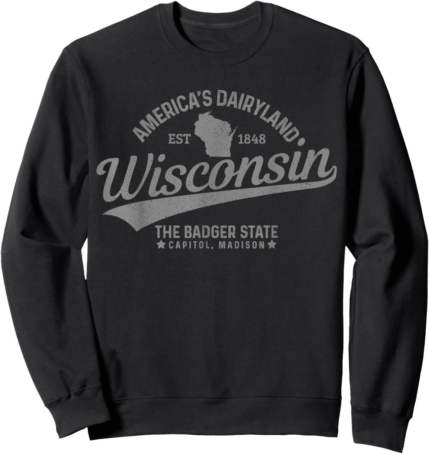 Wisconsin The Badger State USA America Souvenir Sweatshirt - Sweatshirt | Black