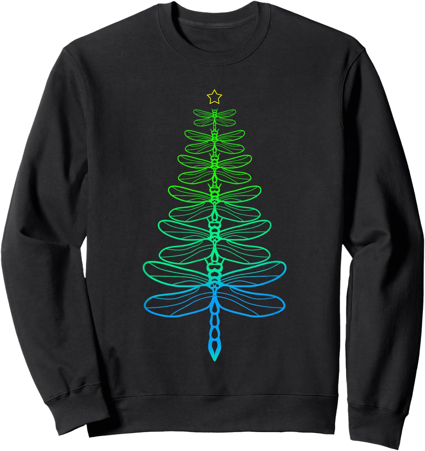 Dragonfly Christmas Tree Sweatshirt - Sweatshirt | Black