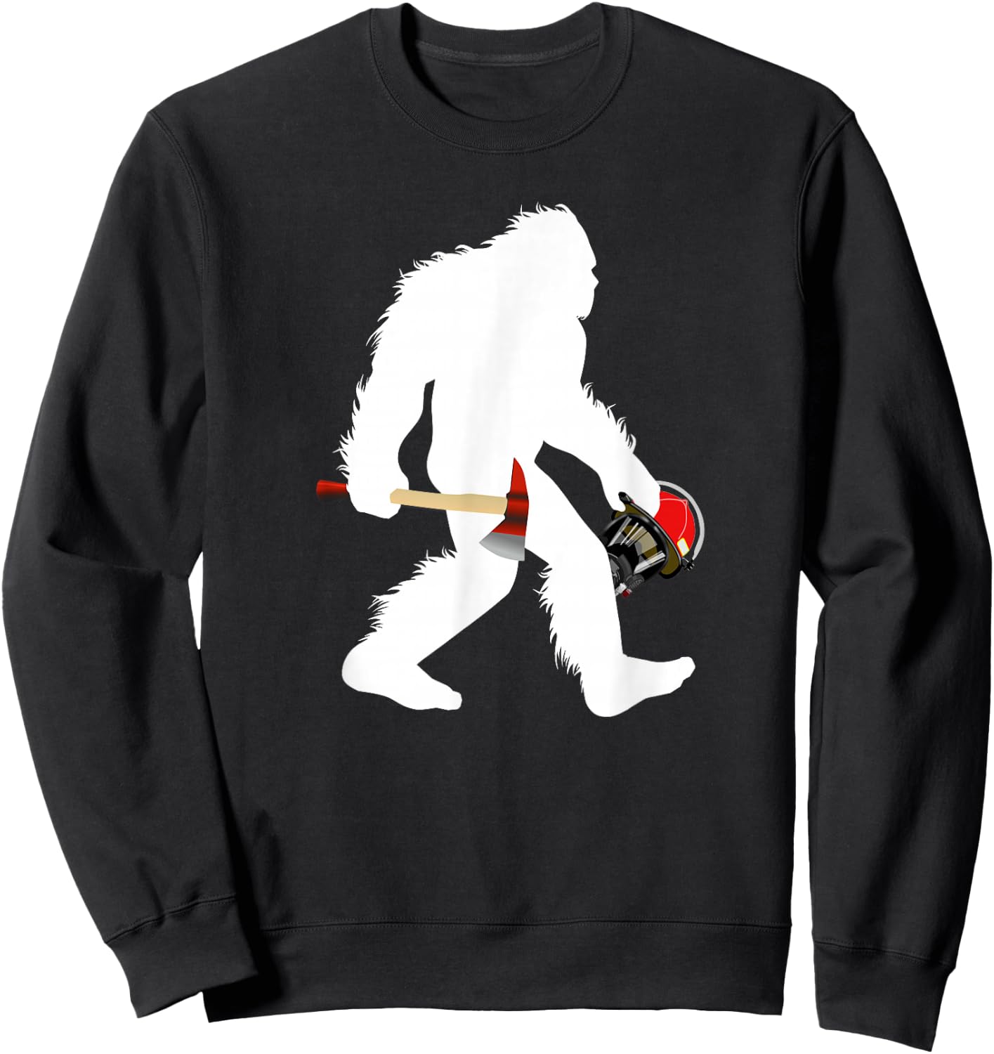 Bigfoot Wildland Firefighter Woodland Sasquatch Fireman Sweatshirt - Sweatshirt | Black