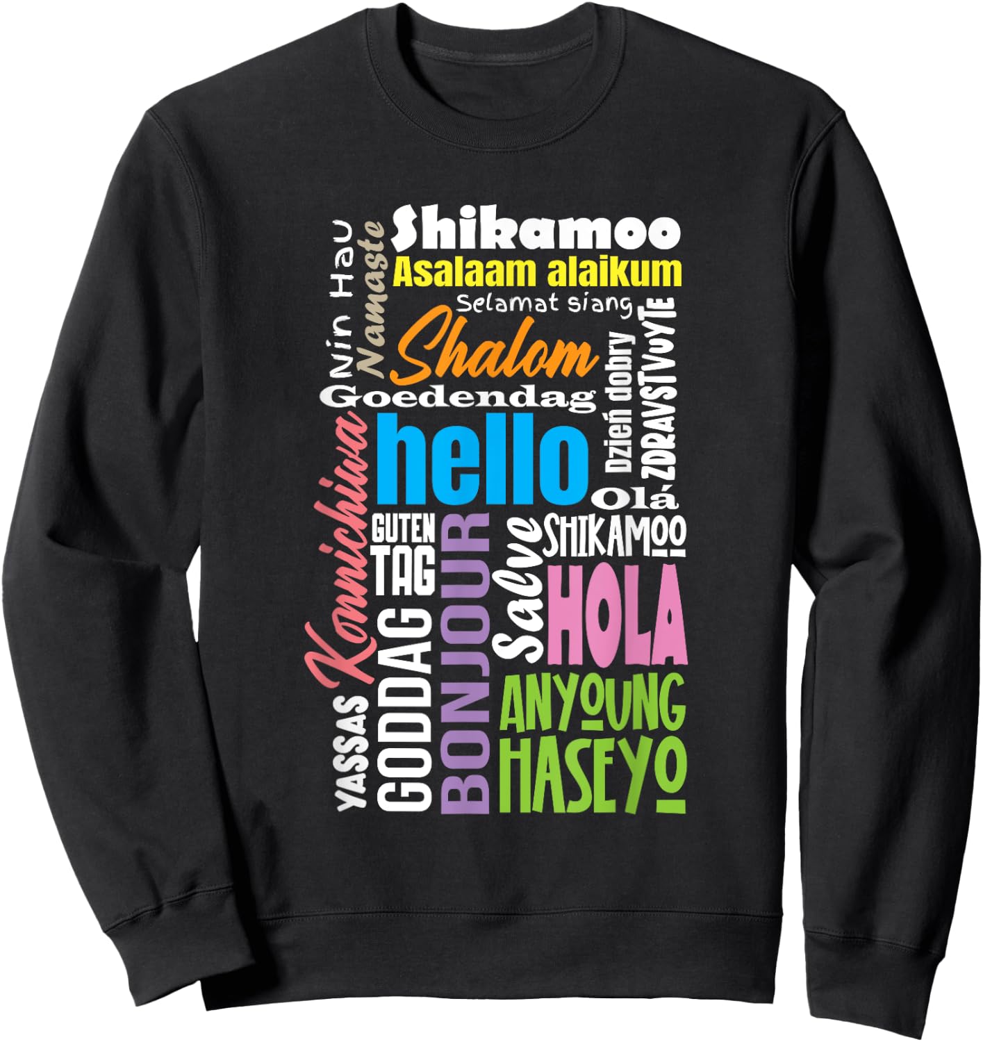 Multilingual Teacher Hello Different Languages Polyglot Women Sweatshirt - Sweatshirt | Black