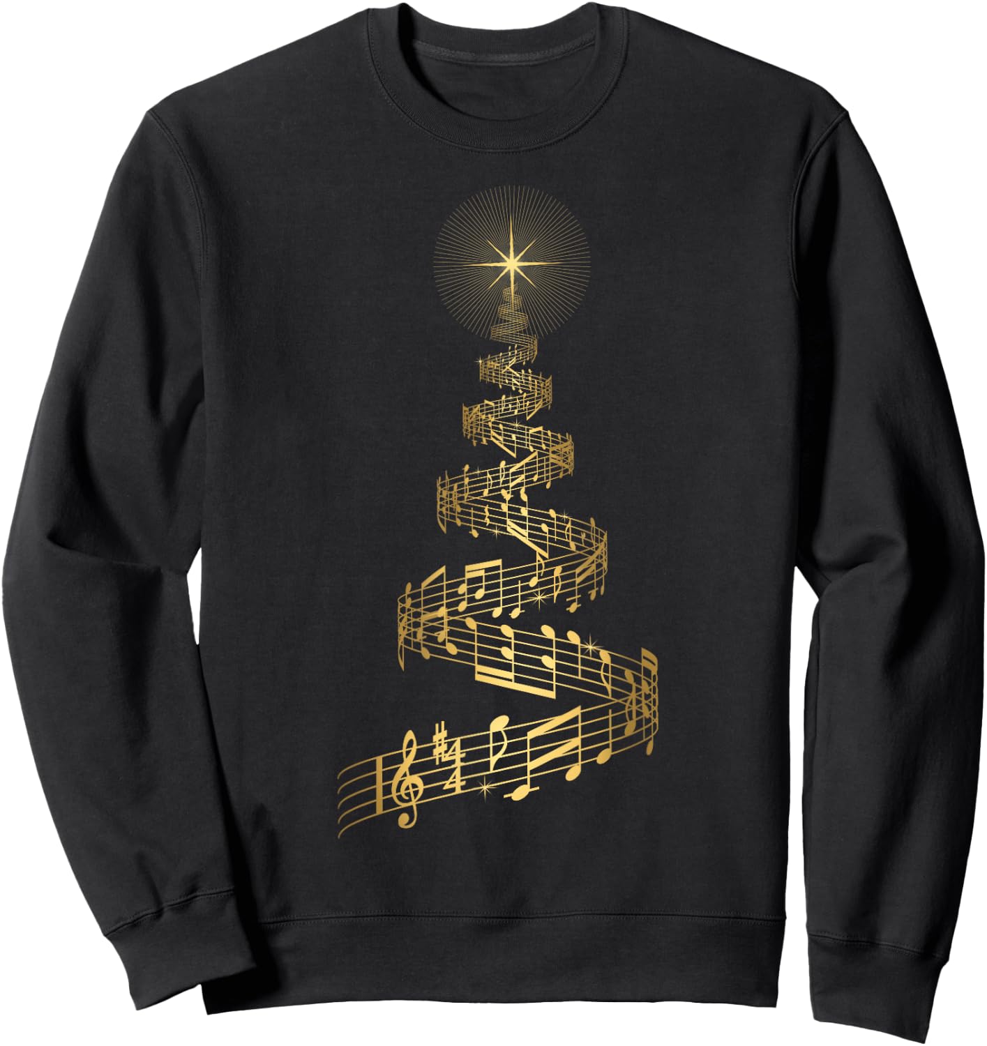 Christmas Tree Music Notes T Shirt Musical Xmas Tree Gift Sweatshirt - Sweatshirt | Black