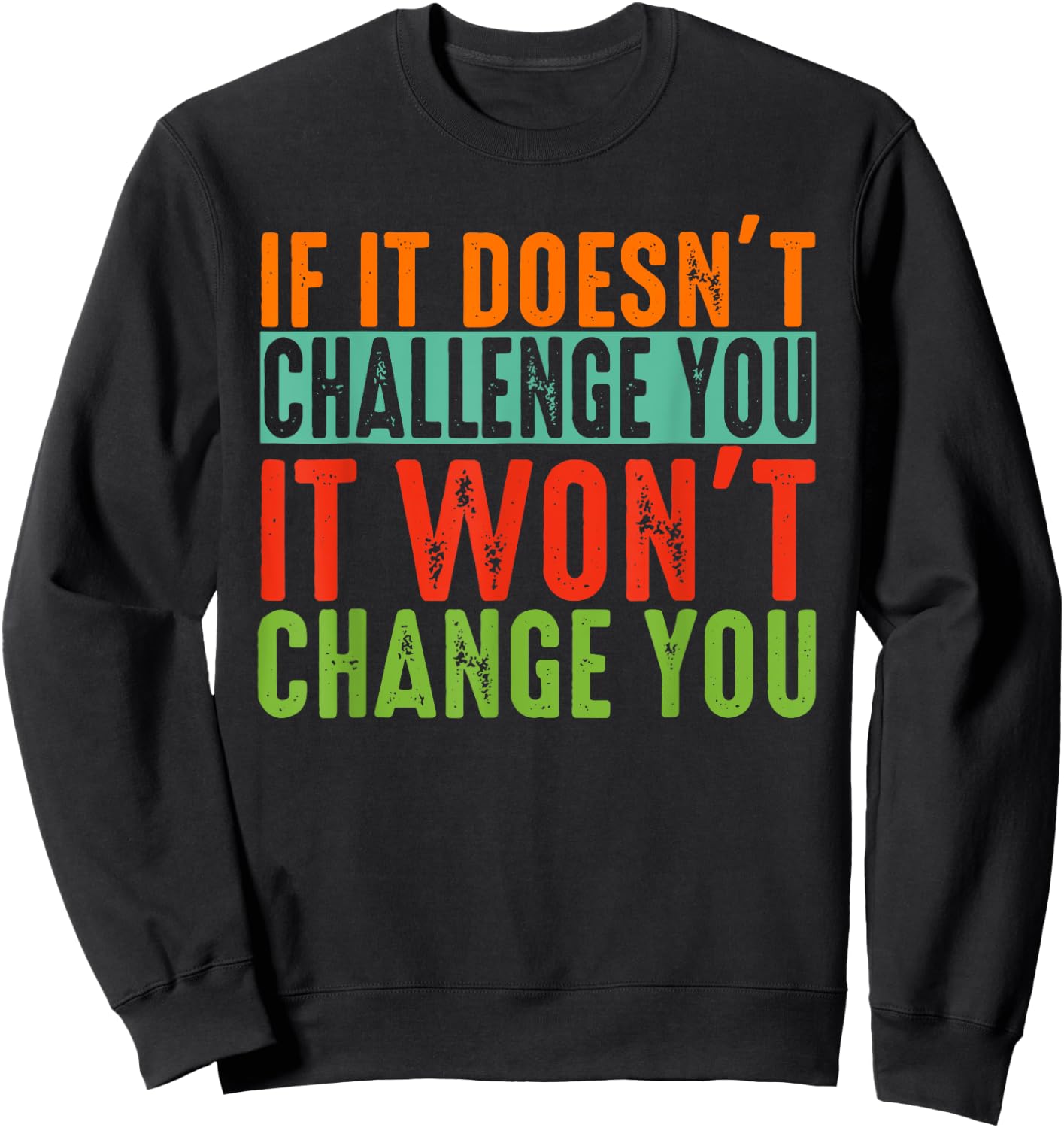 If It Doesn't Challenge You It Won't Change You Motivational Sweatshirt - Sweatshirt | Black