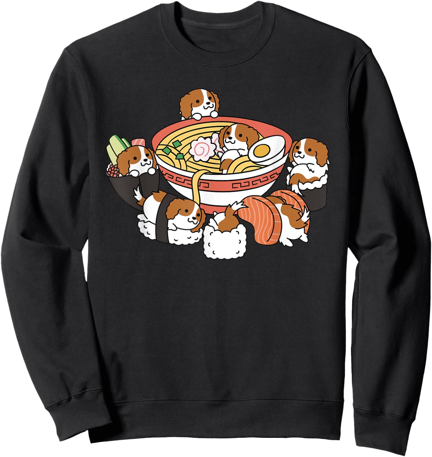 Ramen Sushi Cavalier King Charles Spaniel Dog Sweatshirt - Sweatshirt | Black