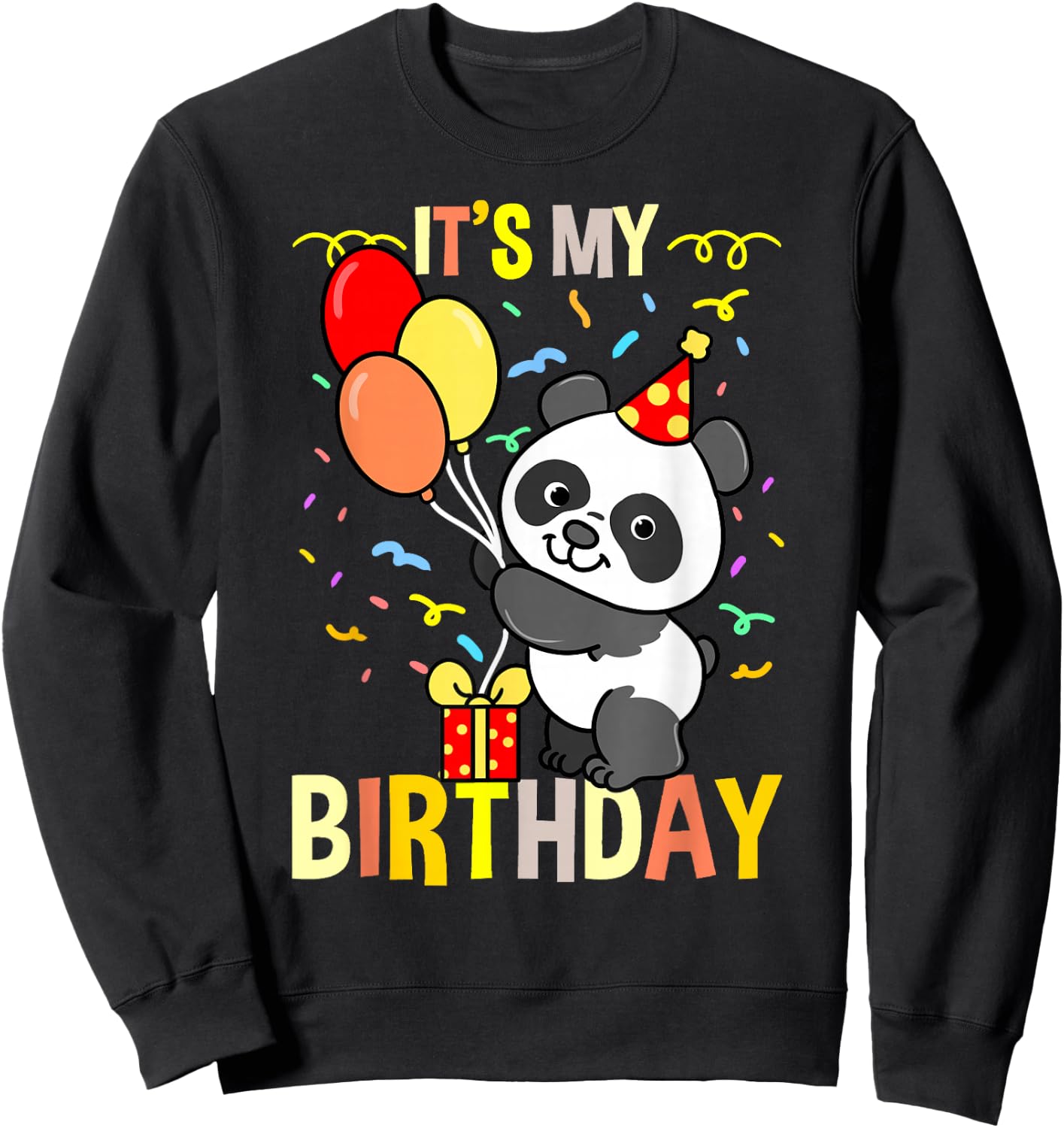 Hiking Lover Design Adult Its My Birthday Panda Animal Sweatshirt - Sweatshirt | Black