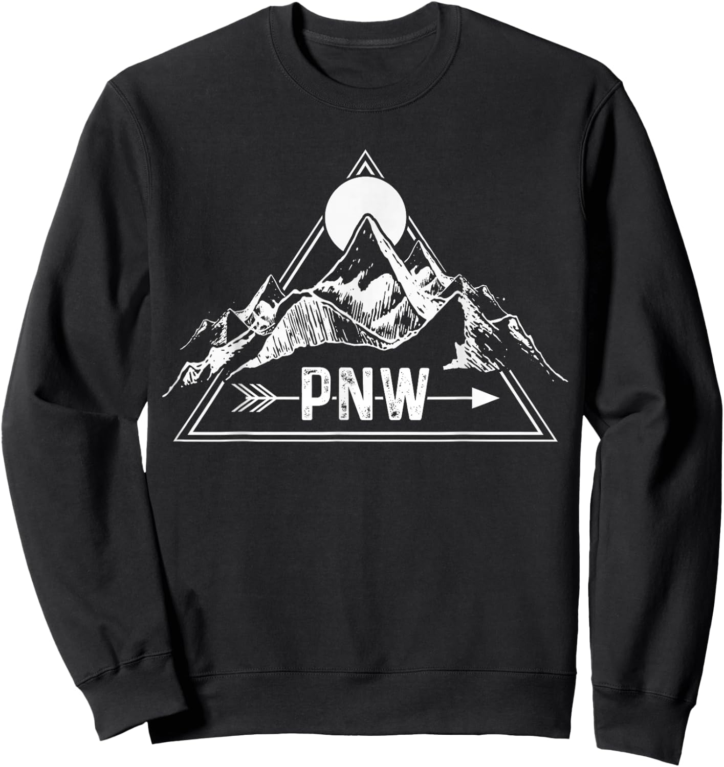 PNW - Pacific Northwest Outdoor Apparel Co. Black Adults , Small, Short Sleeve, , Modern Mountain Letter Print Embroidery Sweatshirt - Sweatshirt | Black