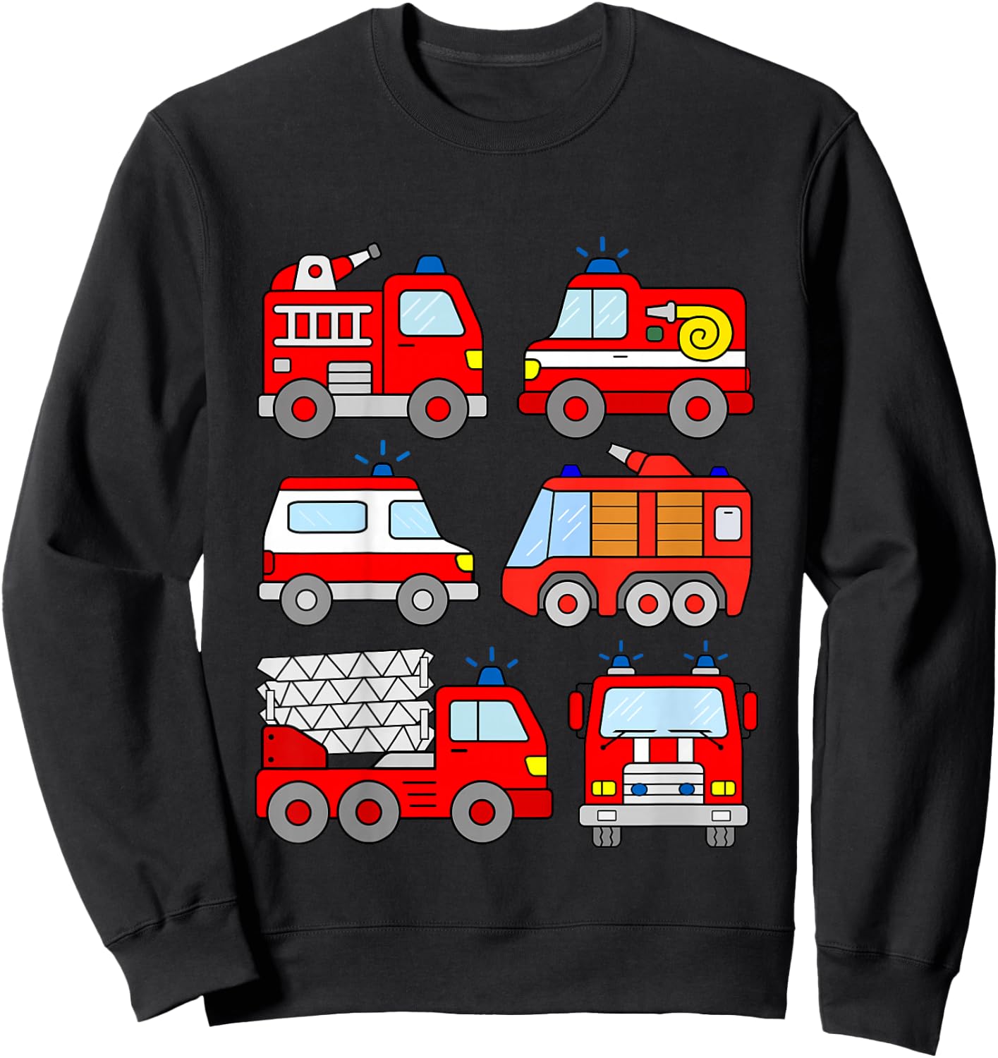 Fire Truck Boys Toddlers Emergency Vehicle Sweatshirt - Sweatshirt | Black