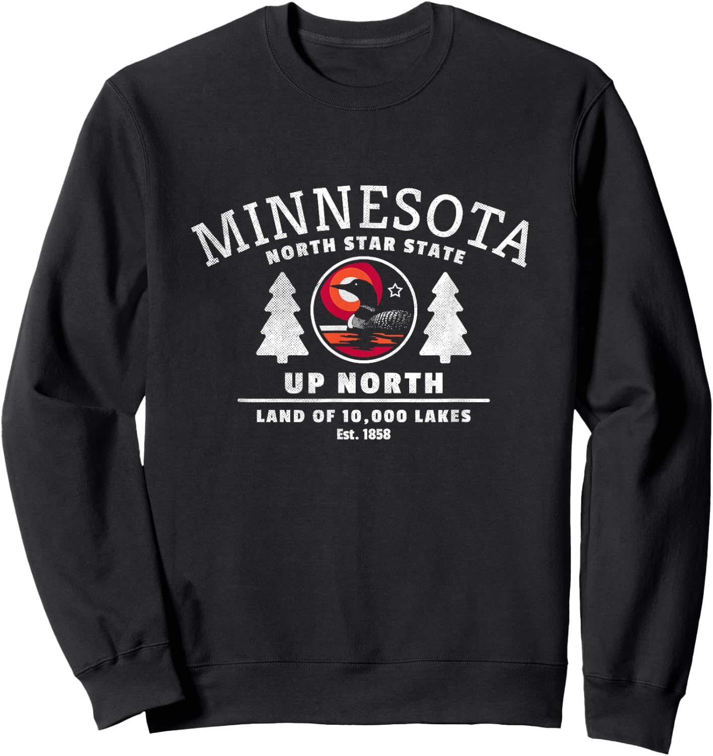 Minnesota - North Star State - Up North with Loon Sweatshirt - Sweatshirt | Black