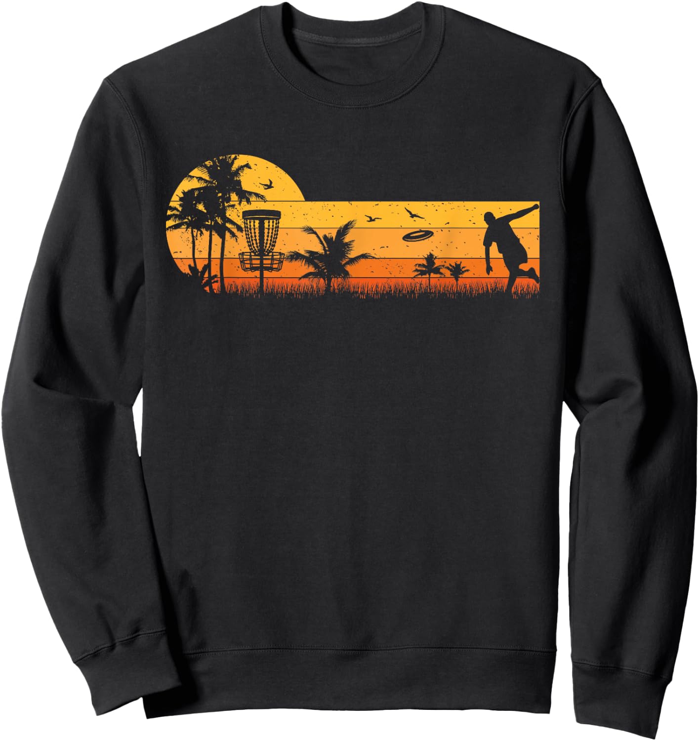 Retro Vintage Frisbee Golf Player Design | Disc Golf Sweatshirt - Sweatshirt | Black