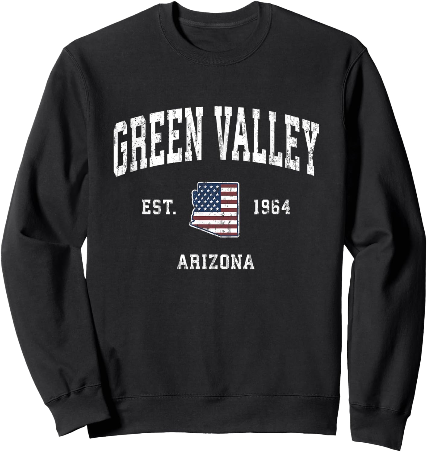 Green Valley Arizona AZ Vintage American Flag Sports Design Sweatshirt - Sweatshirt | Black
