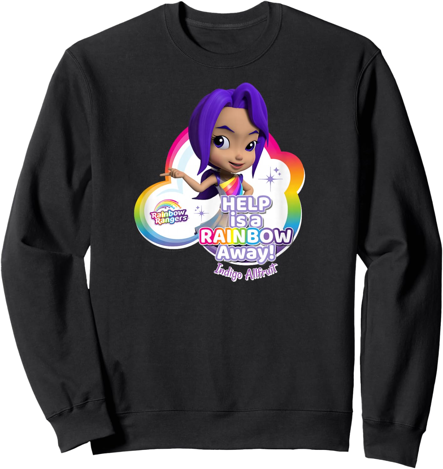 Rainbow Rangers Indigo Allfruit "Help is a Rainbow Away" Sweatshirt - Sweatshirt | Black