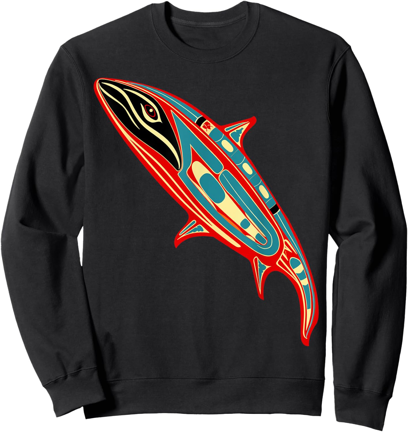 Orca in Salish Coast Weaving Design Style Sweatshirt - Sweatshirt | Black