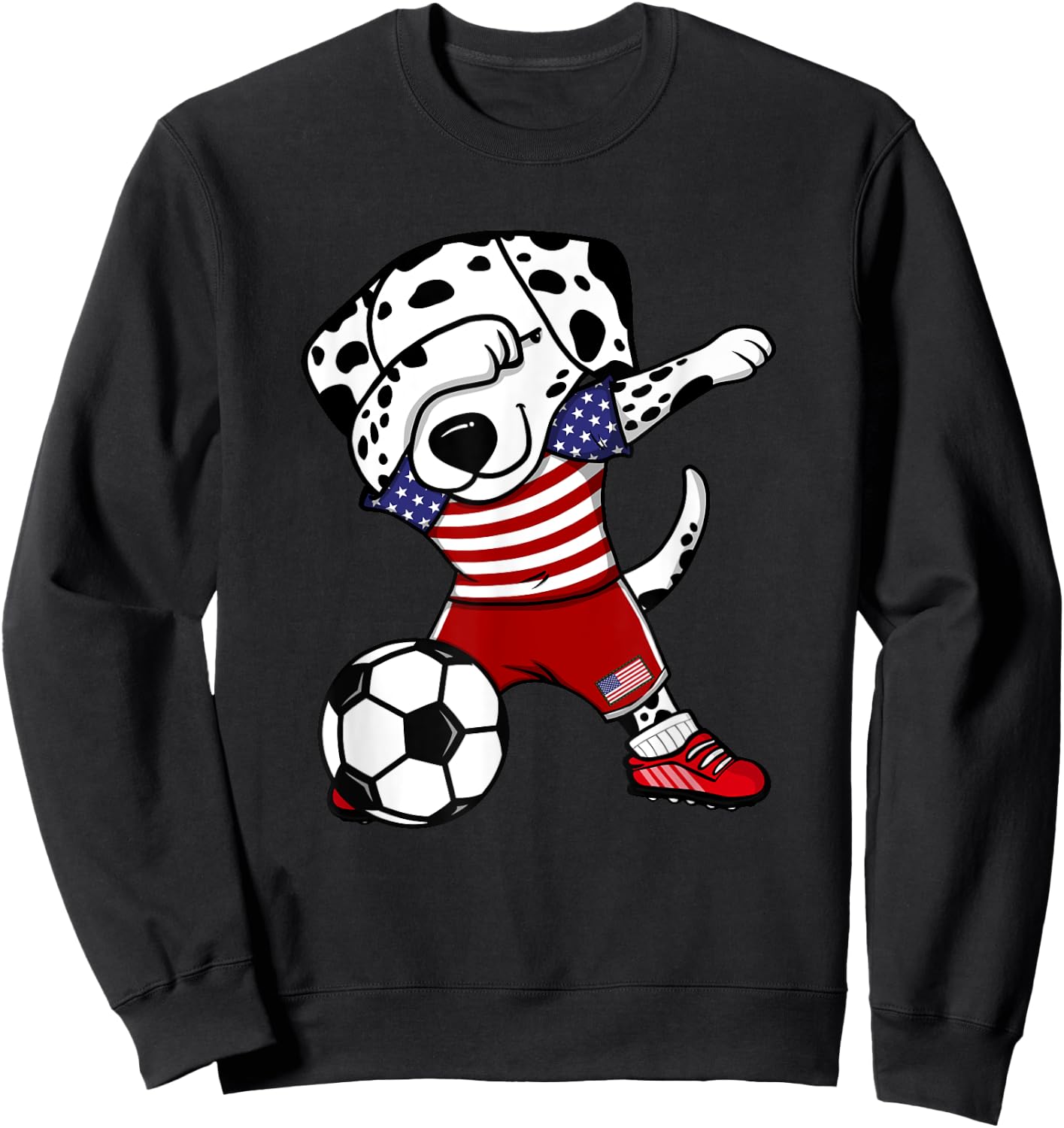 Dabbing Dalmatian America Soccer Fan Jersey US Flag Football Sweatshirt - Sweatshirt | Black