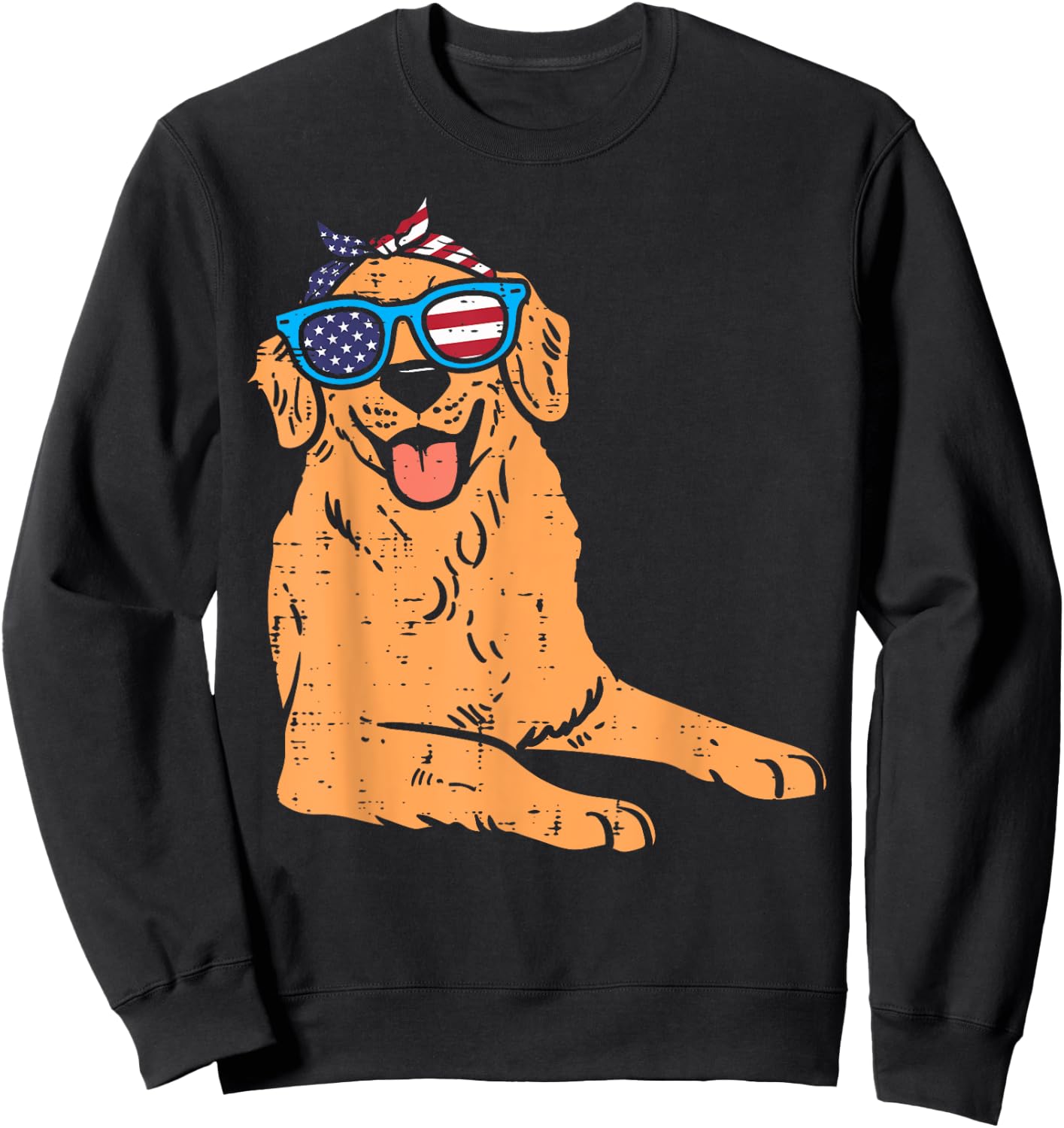 Bandana Golden Retriever American USA 4th Of July Fourth Dog Sweatshirt - Sweatshirt | Black