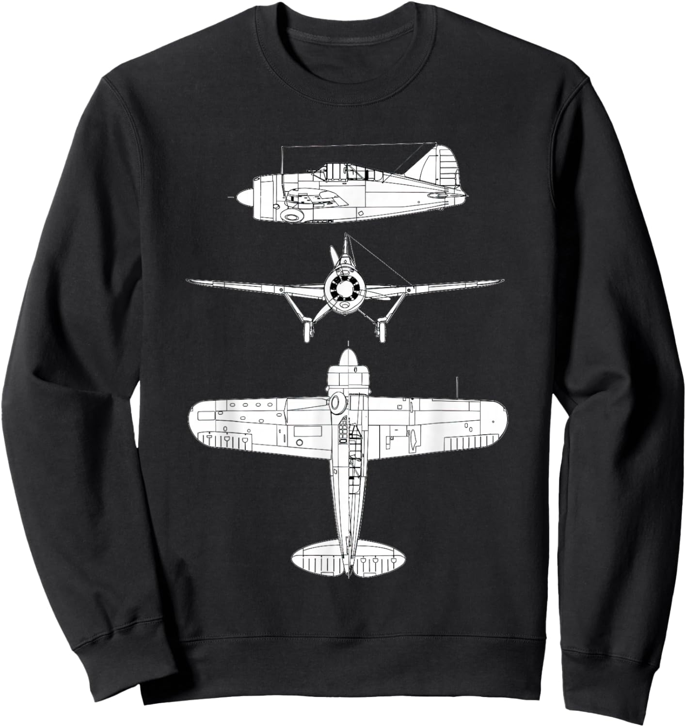 Brewster F2A Buffalo Fighter Aircraft WW2 Airplane Sweatshirt - Sweatshirt | Black