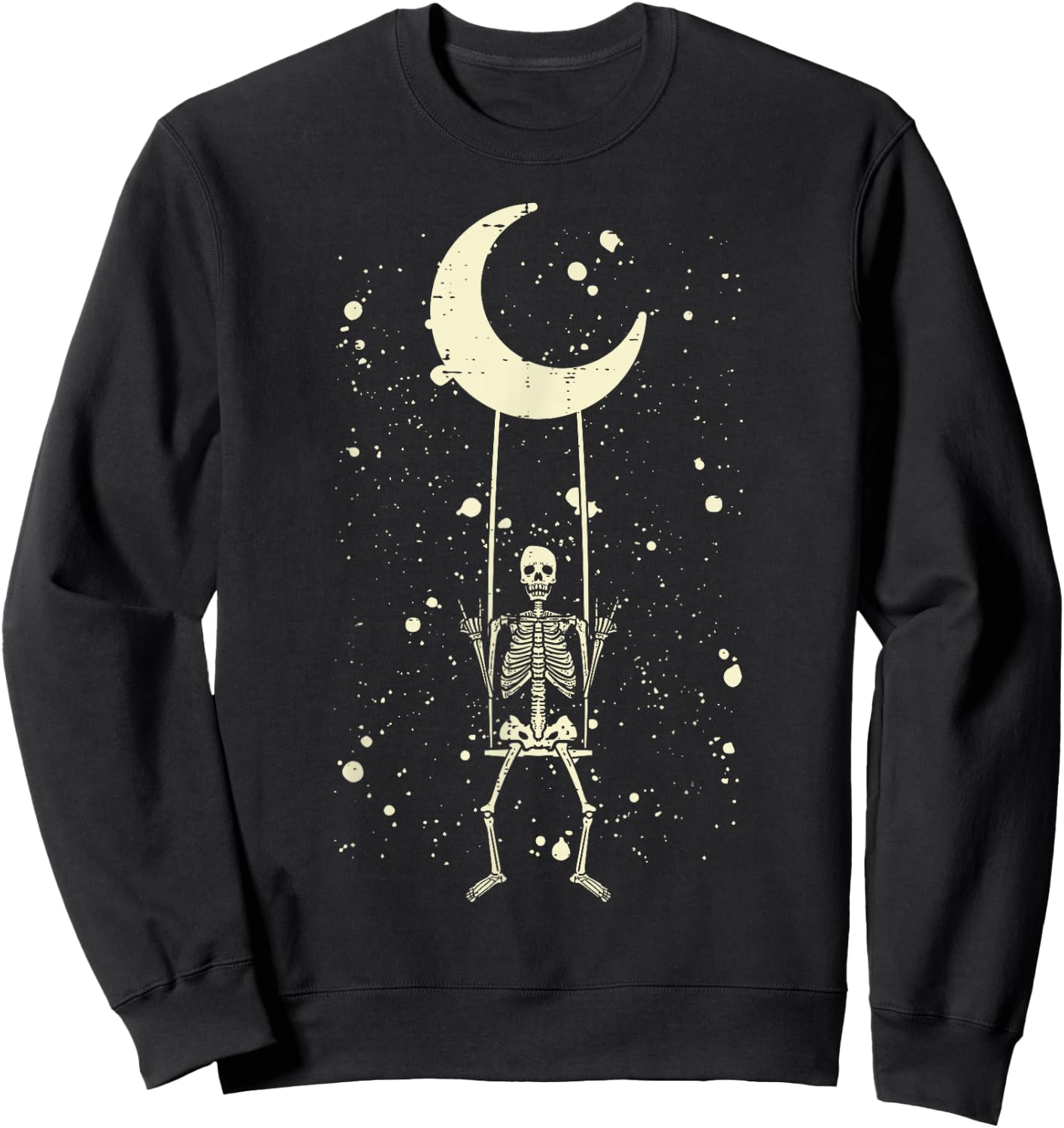 Rocker Skeleton Moon Rock Band Halloween Men Women Boys Kids Sweatshirt - Sweatshirt | Black