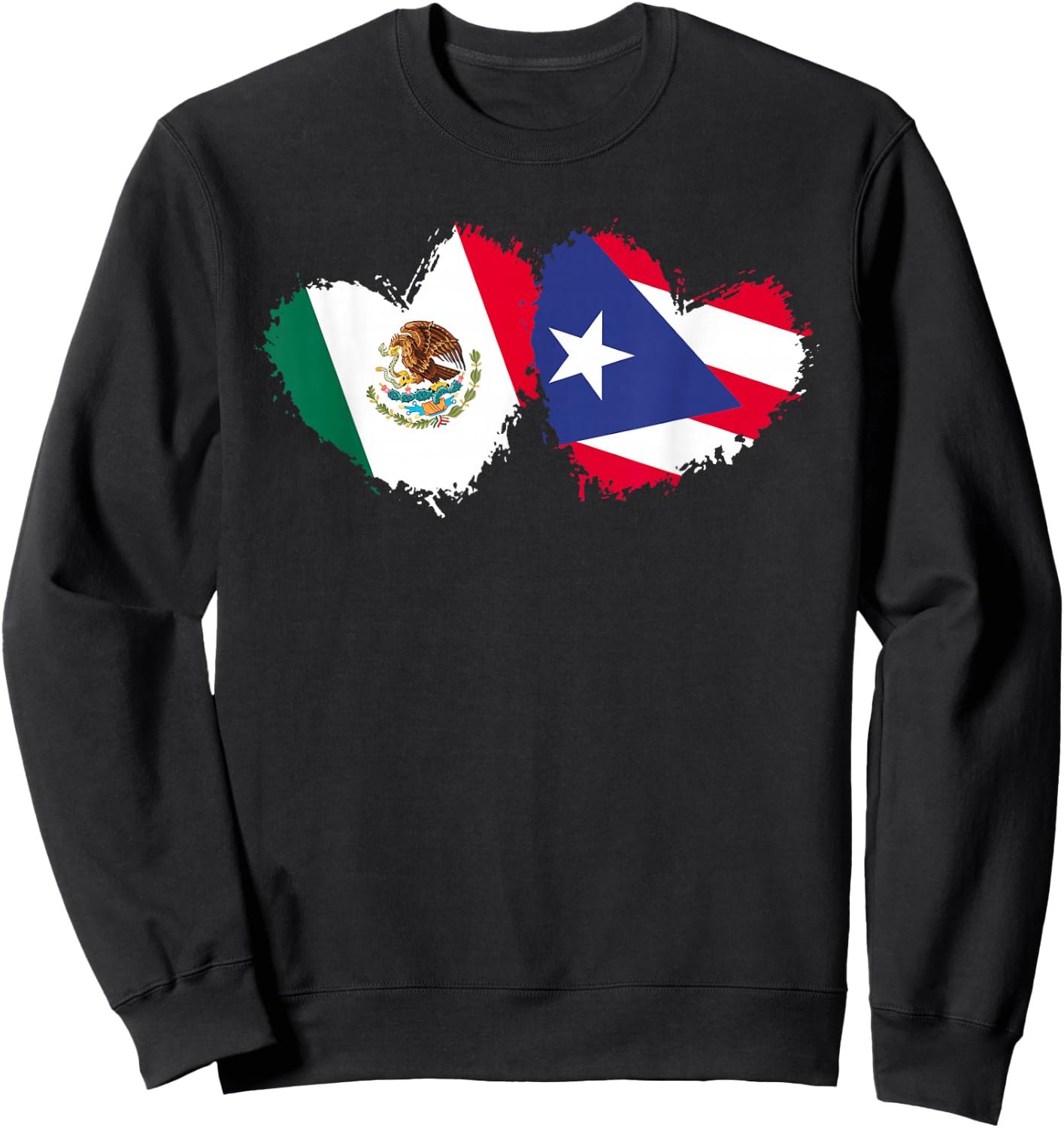 Mexirican Puerto Rico Flag Mexican Puerto Rican Love Heart Sweatshirt - Sweatshirt | Black