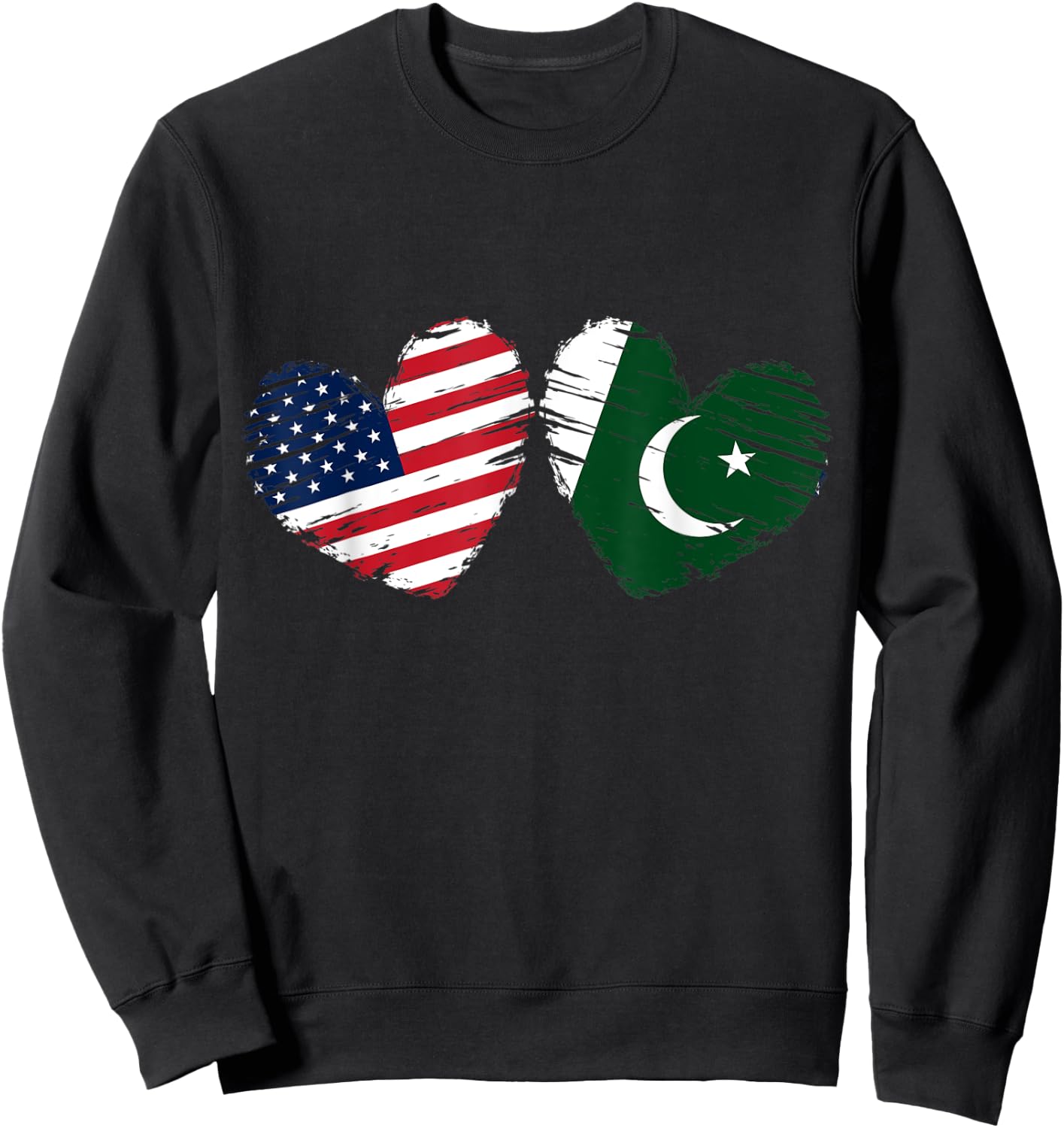USA Pakistan Flag Heart Valentines Day Pakistani American Sweatshirt - Sweatshirt | Black