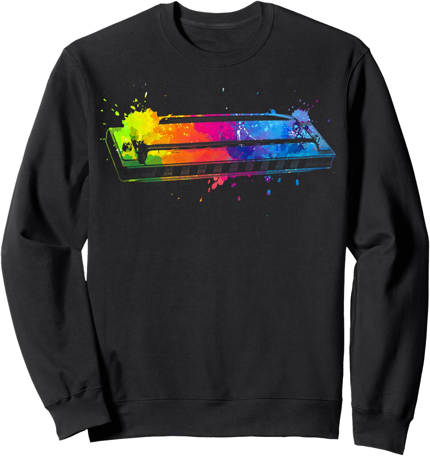 Harmonica Art Women Kids Orchestra Harmonica Player Sweatshirt - Sweatshirt | Black