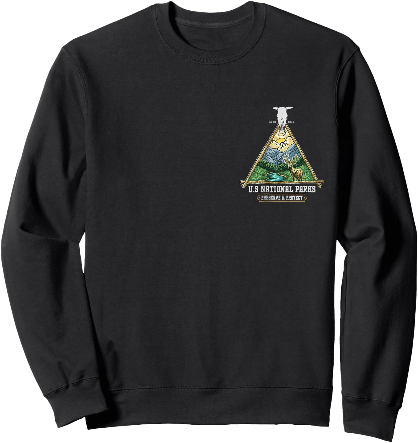 Retro US national parks preserve and protect - outdoors Sweatshirt - Sweatshirt | Black
