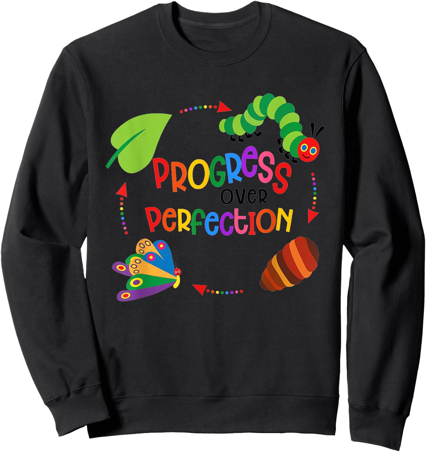 Progress Over Perfection SPED Teacher Paraprofessional Women Girls Kids Sweatshirt - Sweatshirt | Black