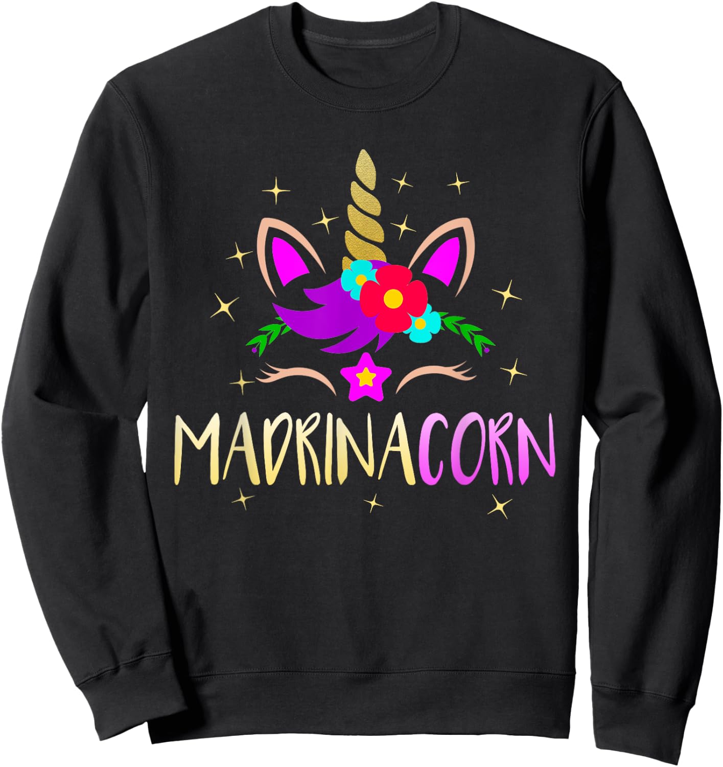 Madrinacorn Spanish Godmother Funny Unicorn Sweatshirt - Sweatshirt | Black
