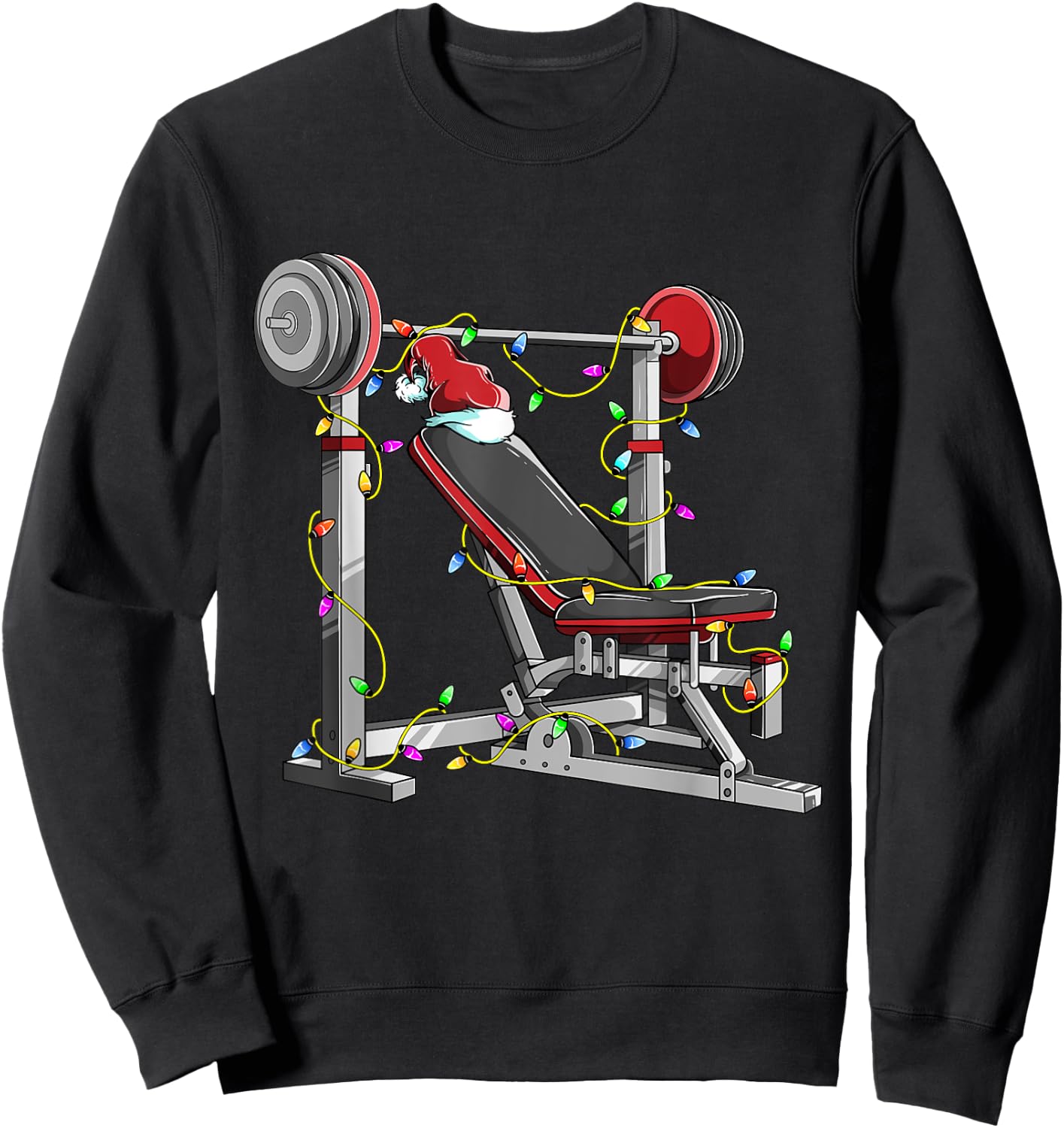 Santa In The Gym Funny Bench Press Christmas Weightlifting Sweatshirt - Sweatshirt | Black