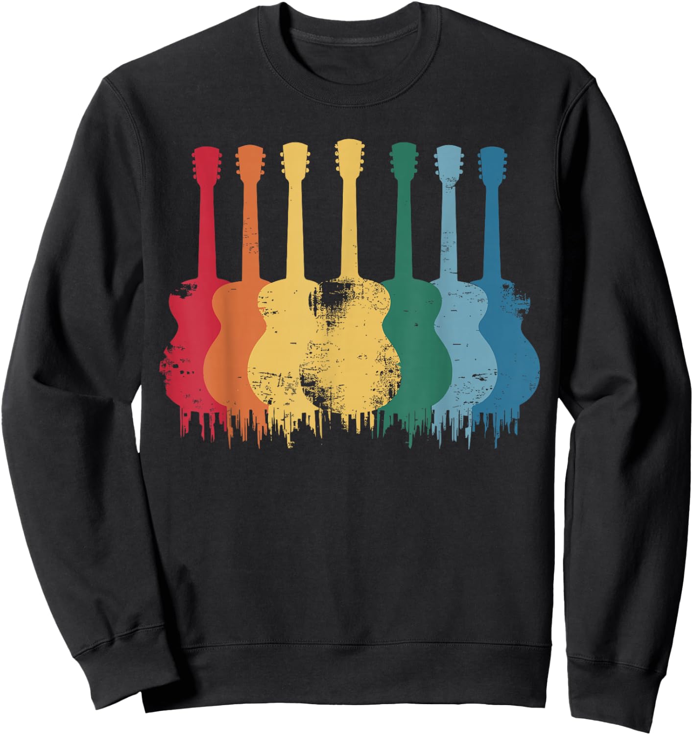 Vintage Guitar Music Band Guitarist Sweatshirt - Sweatshirt | Black