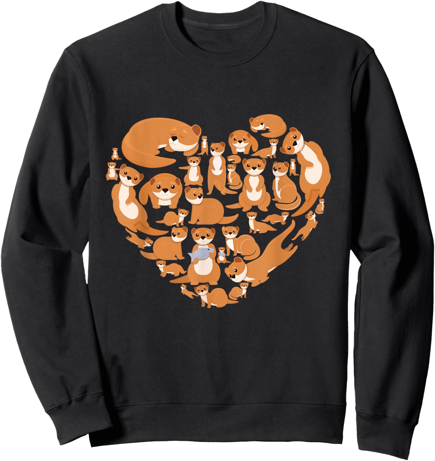 Sea Otter Giant Otter lover otters heart gift men women kids Sweatshirt - Sweatshirt | Black
