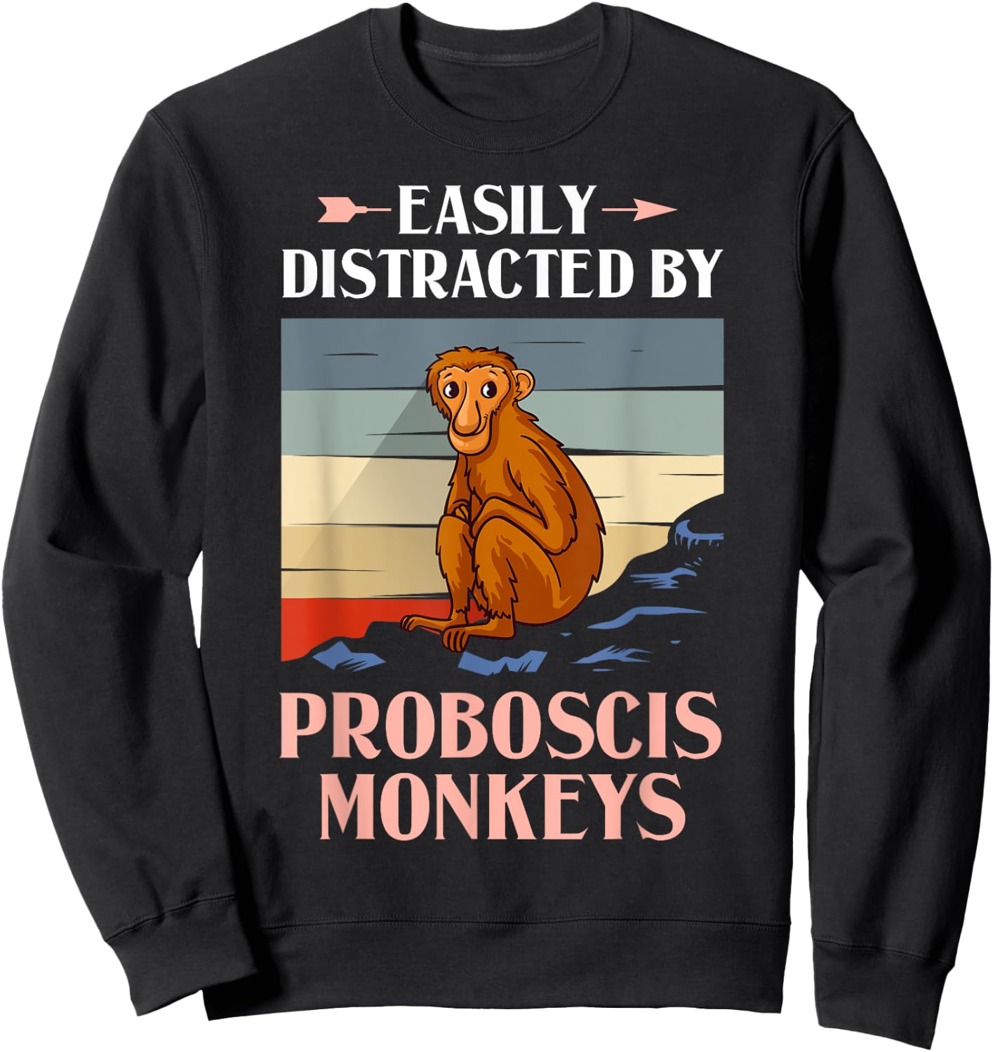 Proboscis Monkey Funny Long Nosed Monkeys Sweatshirt - Sweatshirt | Black