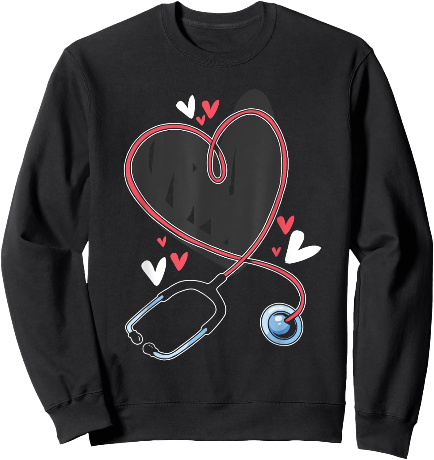 Heart Stethoscope Medical School Nursing Study Lover Nurse Sweatshirt - Sweatshirt | Black