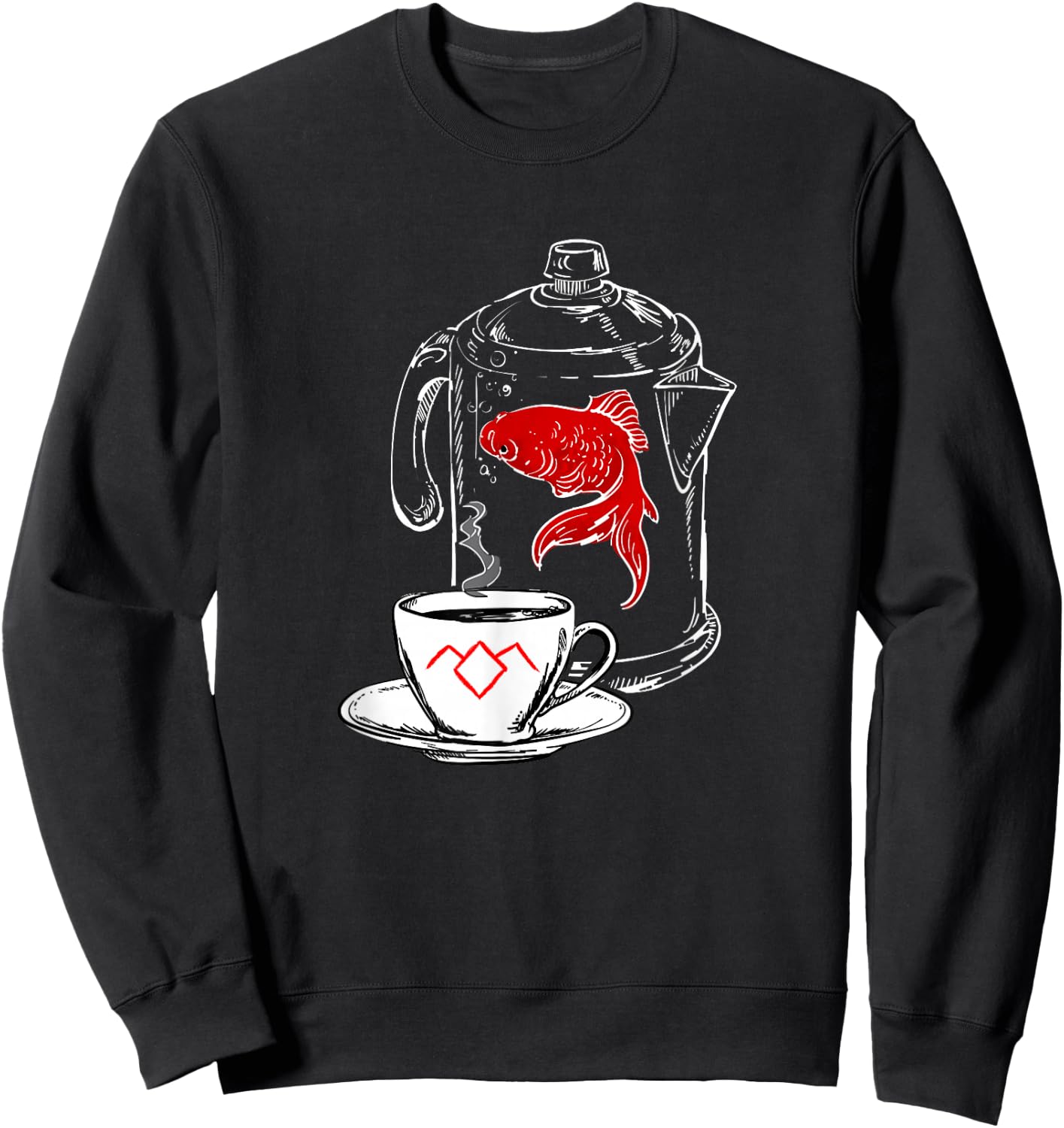 Twin Peaks Coffee Cup And Fish Outlines Sweatshirt - Sweatshirt | Black