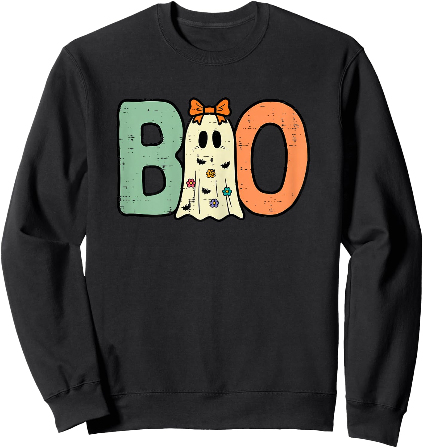Halloween Boo Ghost Cute Costume Toddler Girls Kids Youth Sweatshirt - Sweatshirt | Black