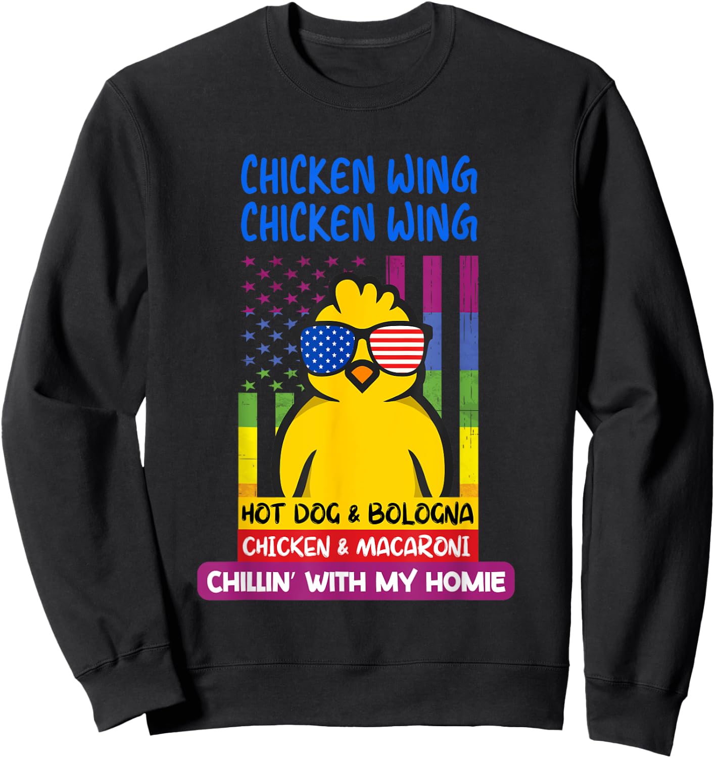 Cooked Chicken Wing Chicken Wing Hot Dog Bologna Macaroni Women Girls Kids Sweatshirt - Sweatshirt | Black