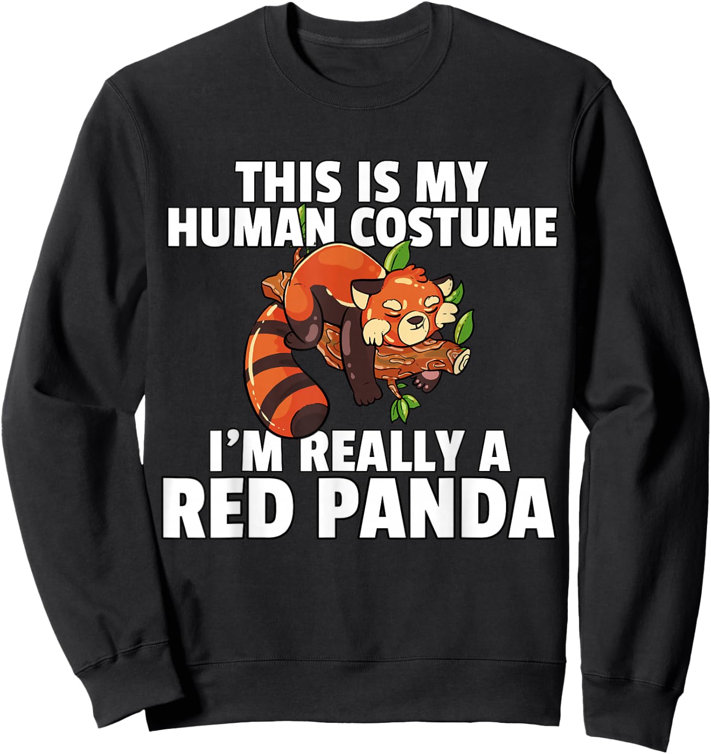 Red Panda Costume For Kids Women Men Sweatshirt - Sweatshirt | Black