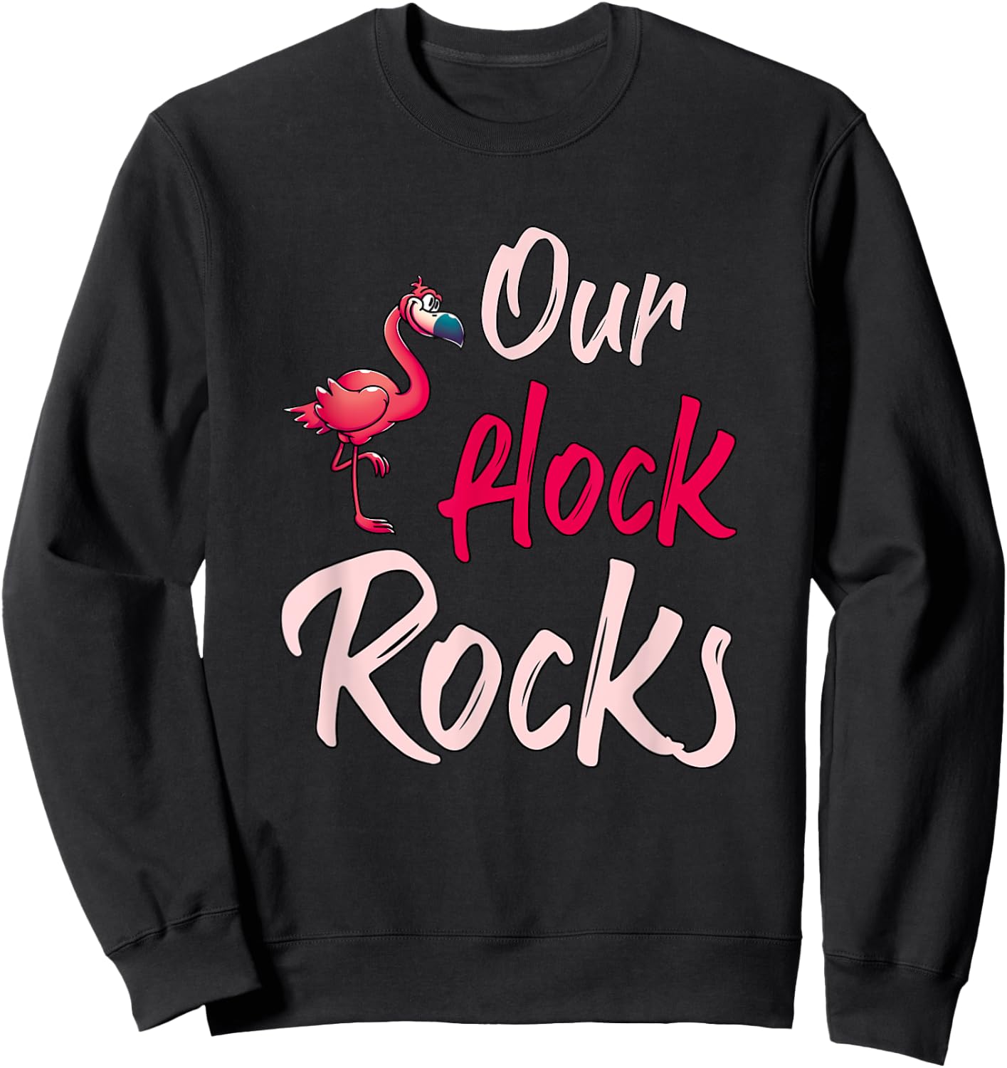 Our Flock Rocks Flamingo Sweatshirt - Sweatshirt | Black
