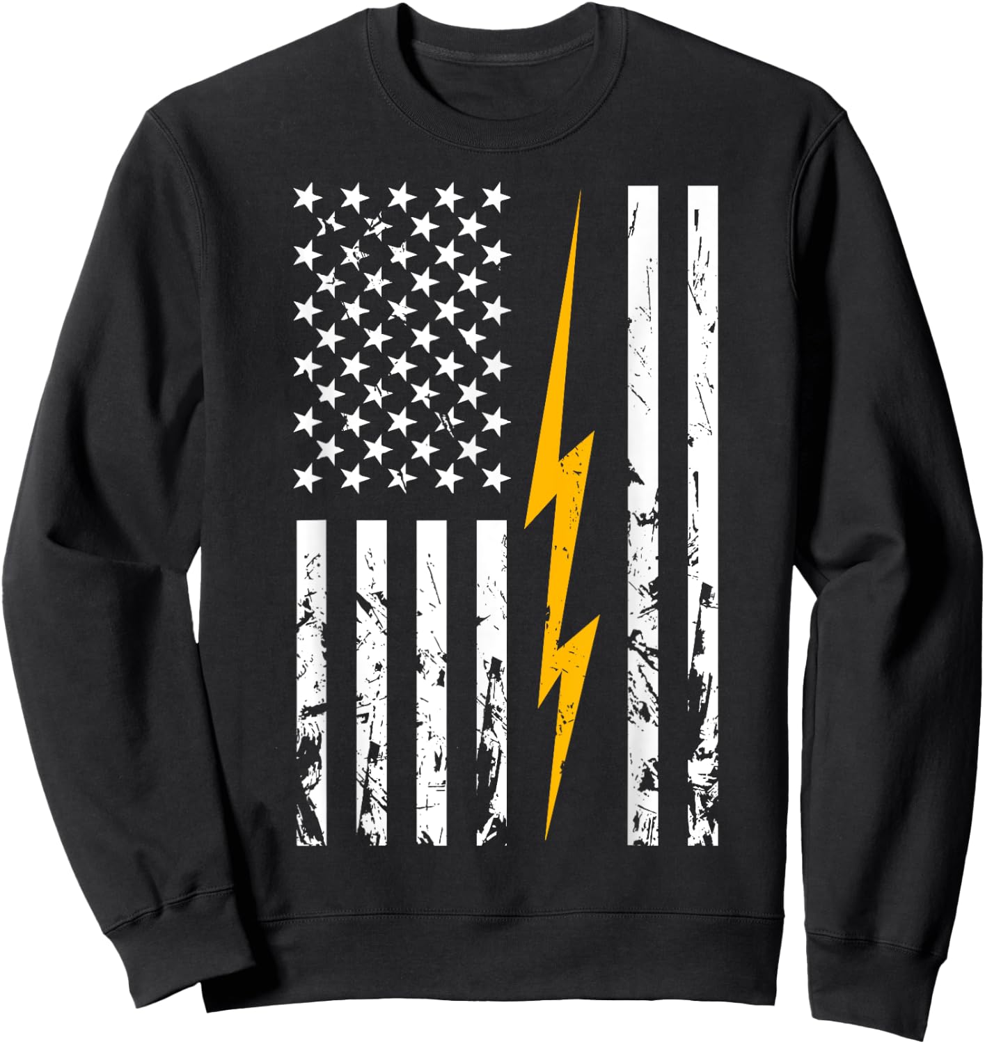 Electrician American Flag Electric Bolt Lineman USA Flag Sweatshirt - Sweatshirt | Black