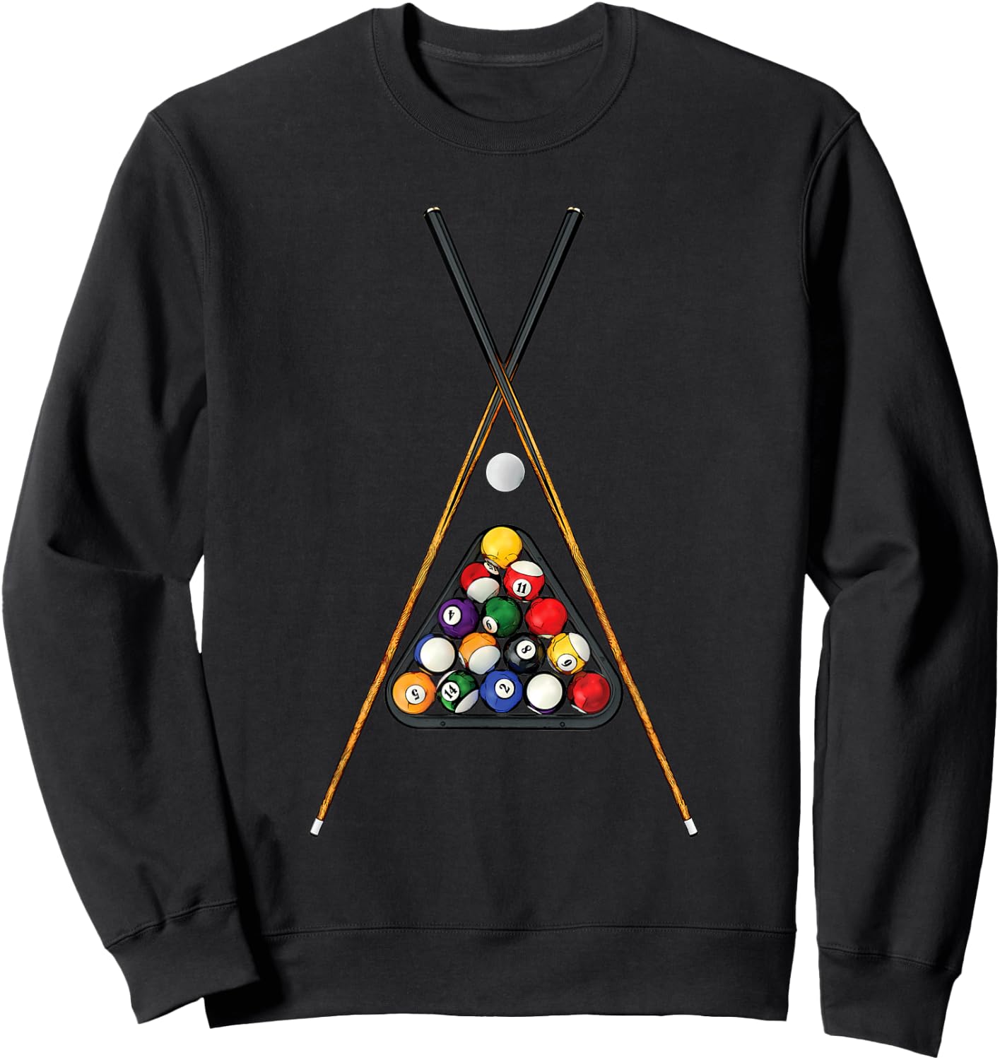 Pool Player's Racked Balls Sticks Cue Ball Billiards Art Sweatshirt - Sweatshirt | Black