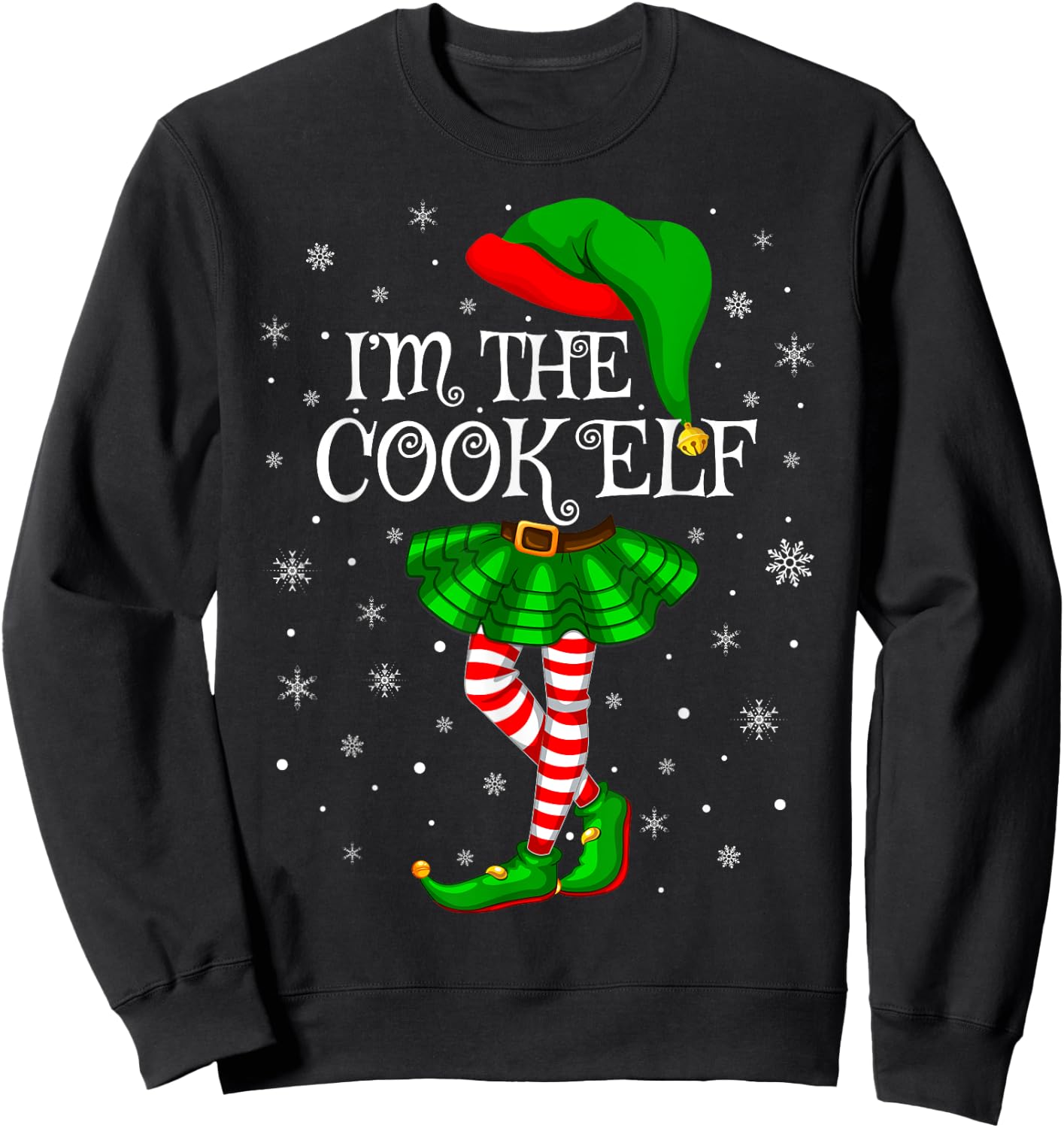 Cook Elf Christmas Matching Family Women Girls Elf Sweatshirt - Sweatshirt | Black