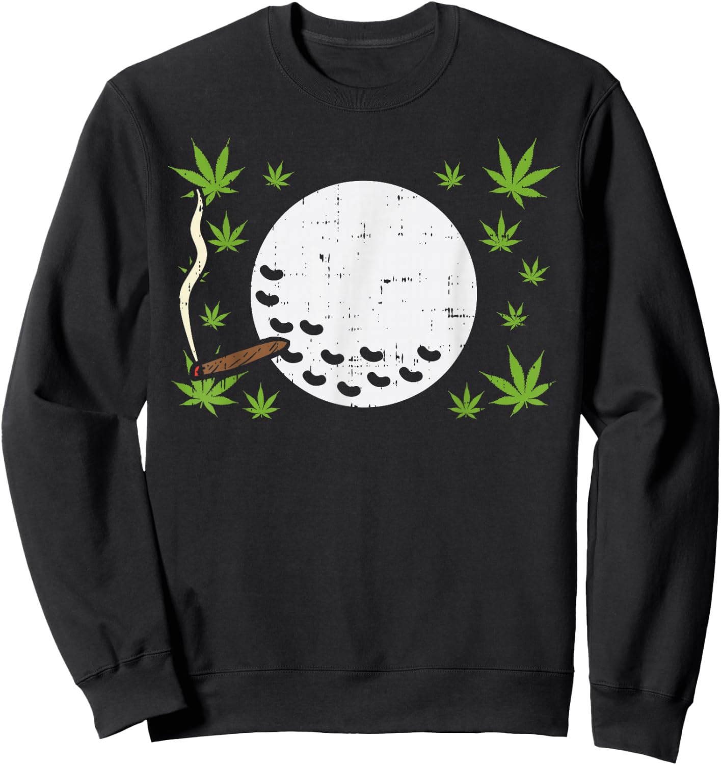 Golf Ball Smoking Weed Cannabis Golfer 420 Blunt Stoner Gift Sweatshirt - Sweatshirt | Black