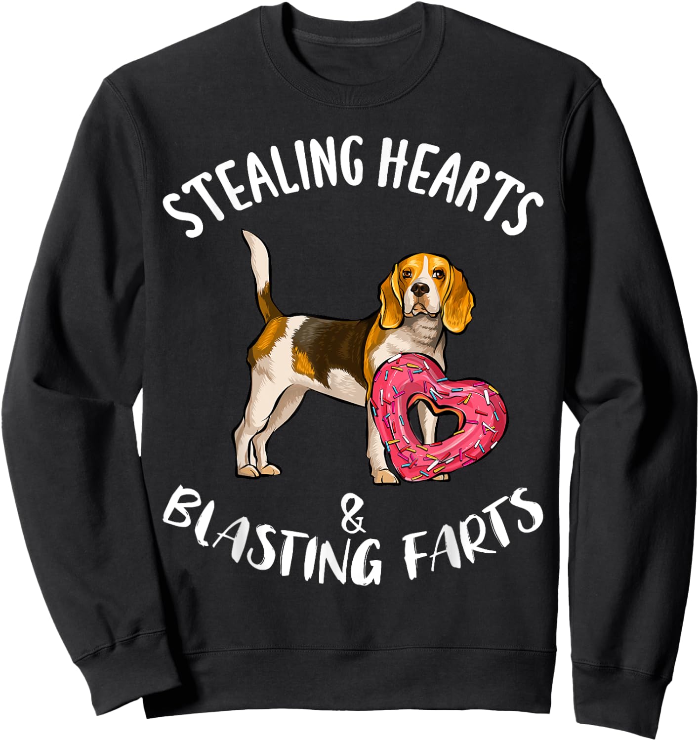 Stealing Hearts Blasting Farts Beagle Valentines Day Sweatshirt - Sweatshirt | Black
